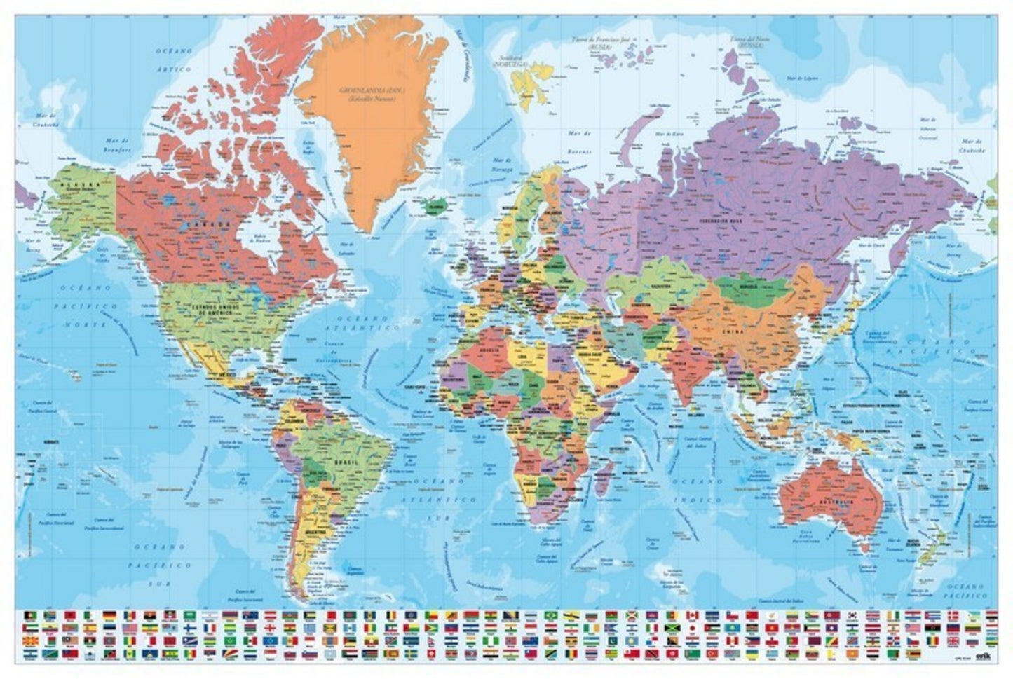 Poster Map World - Physical Politic - Spanish - 91,5x61cm
