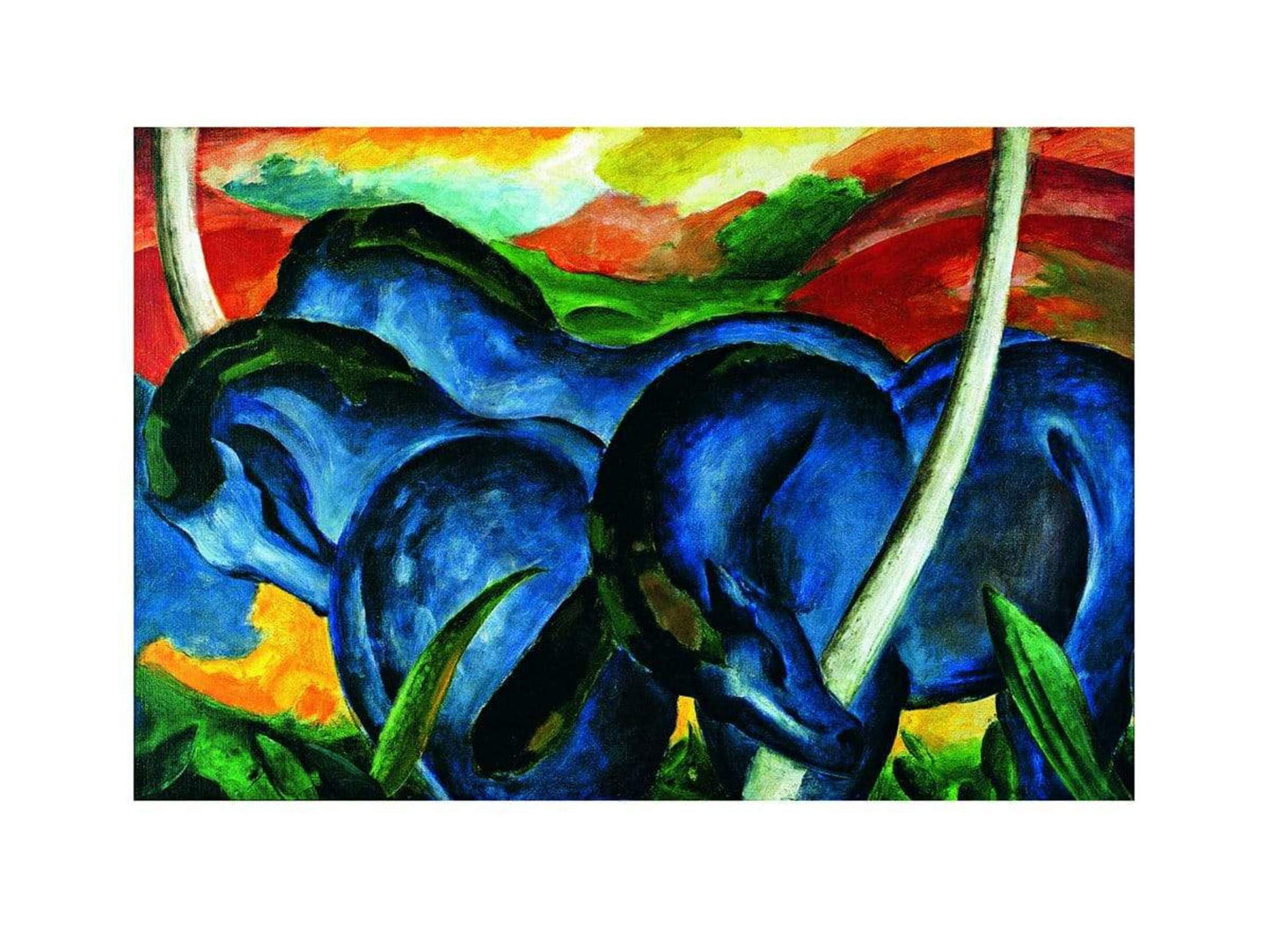 Art Print Franz Marc - Die großen blauen Pferde 71x56cm
