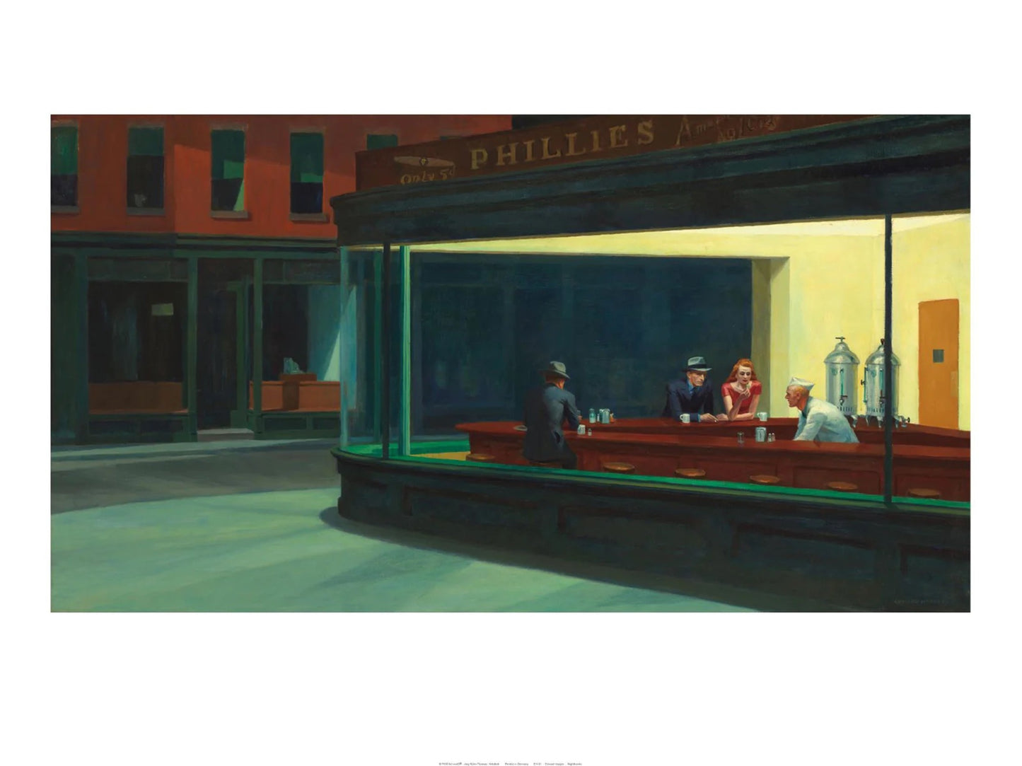 Art Print Edward Hopper - Nighthawks 80x60cm