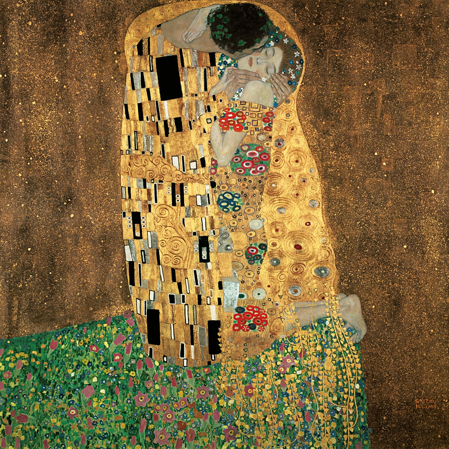 Art Print Gustav Klimt - Der Kuß 98x98cm