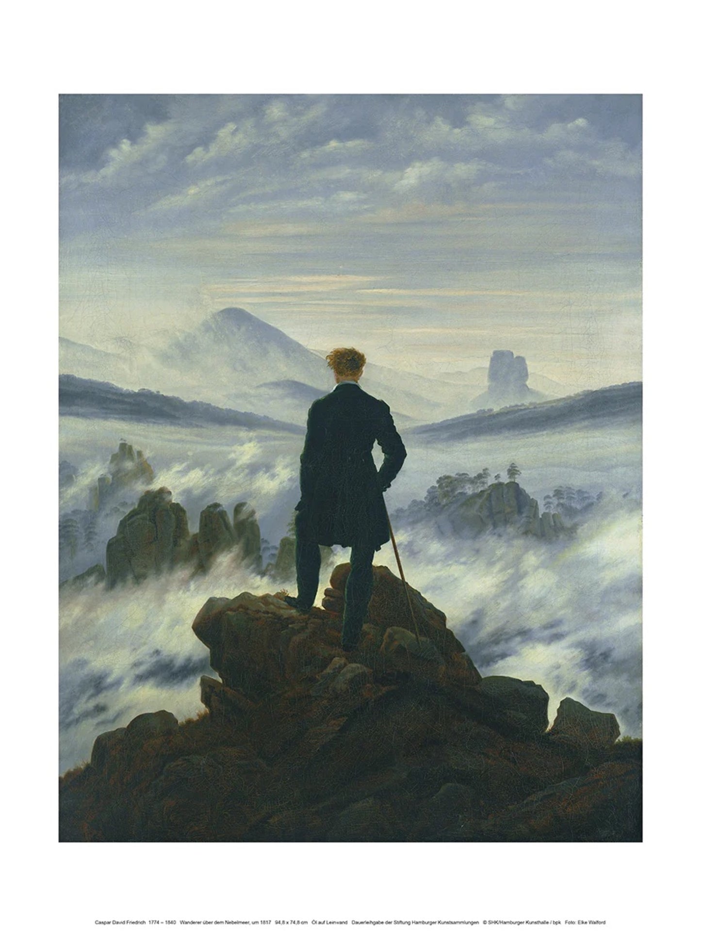 Art Print Caspar David Friedrich Der Wanderer im Nebelmeer 30x40cm