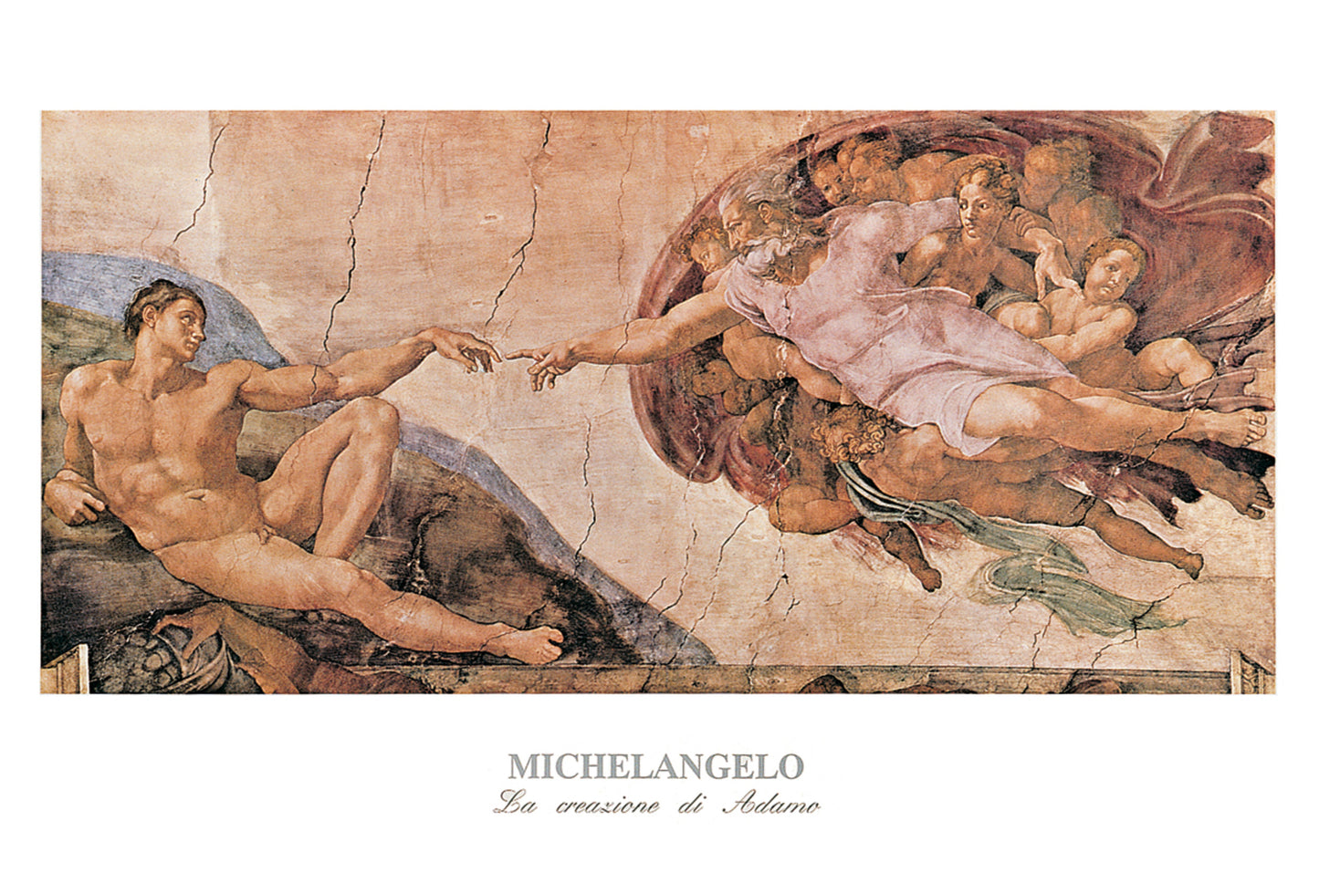 Art Print Michelangelo - La creazione di Adamo 120x80cm