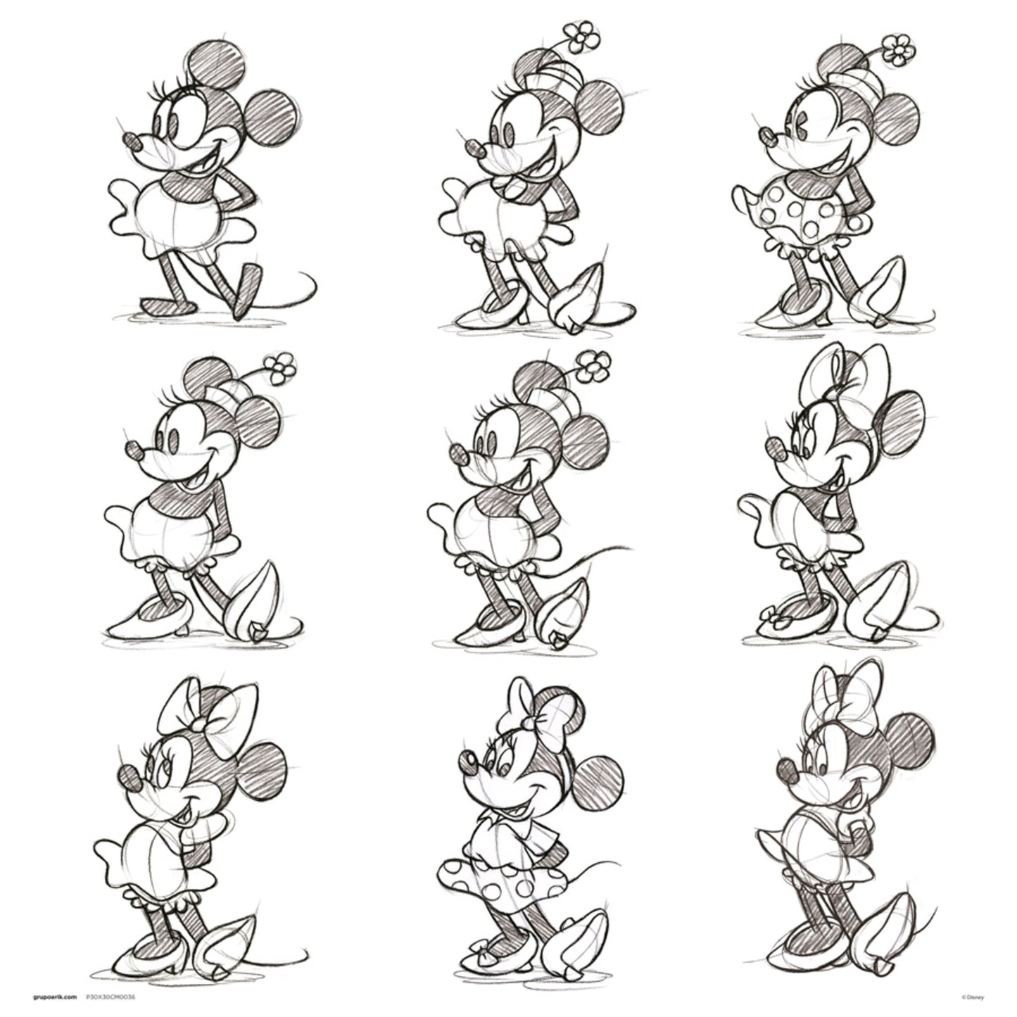 Art Print Disney Minnie Sketch 30x30cm