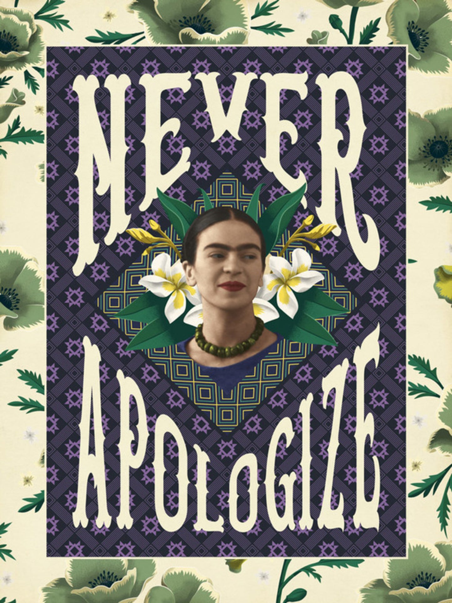 Art Print Frida Kahlo Never Apologize 30x40cm