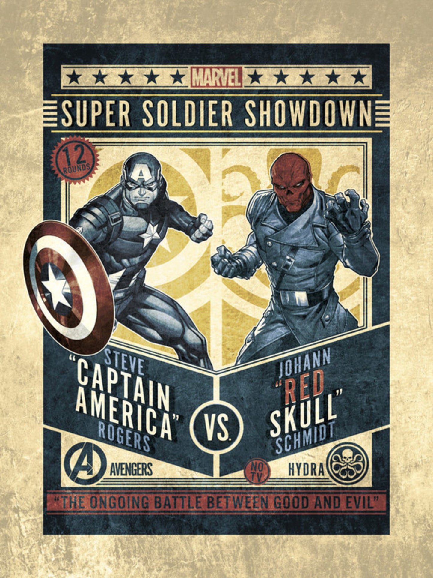 Art Print Marvel Comics - Captain America - VS Red Skull 30x40cm