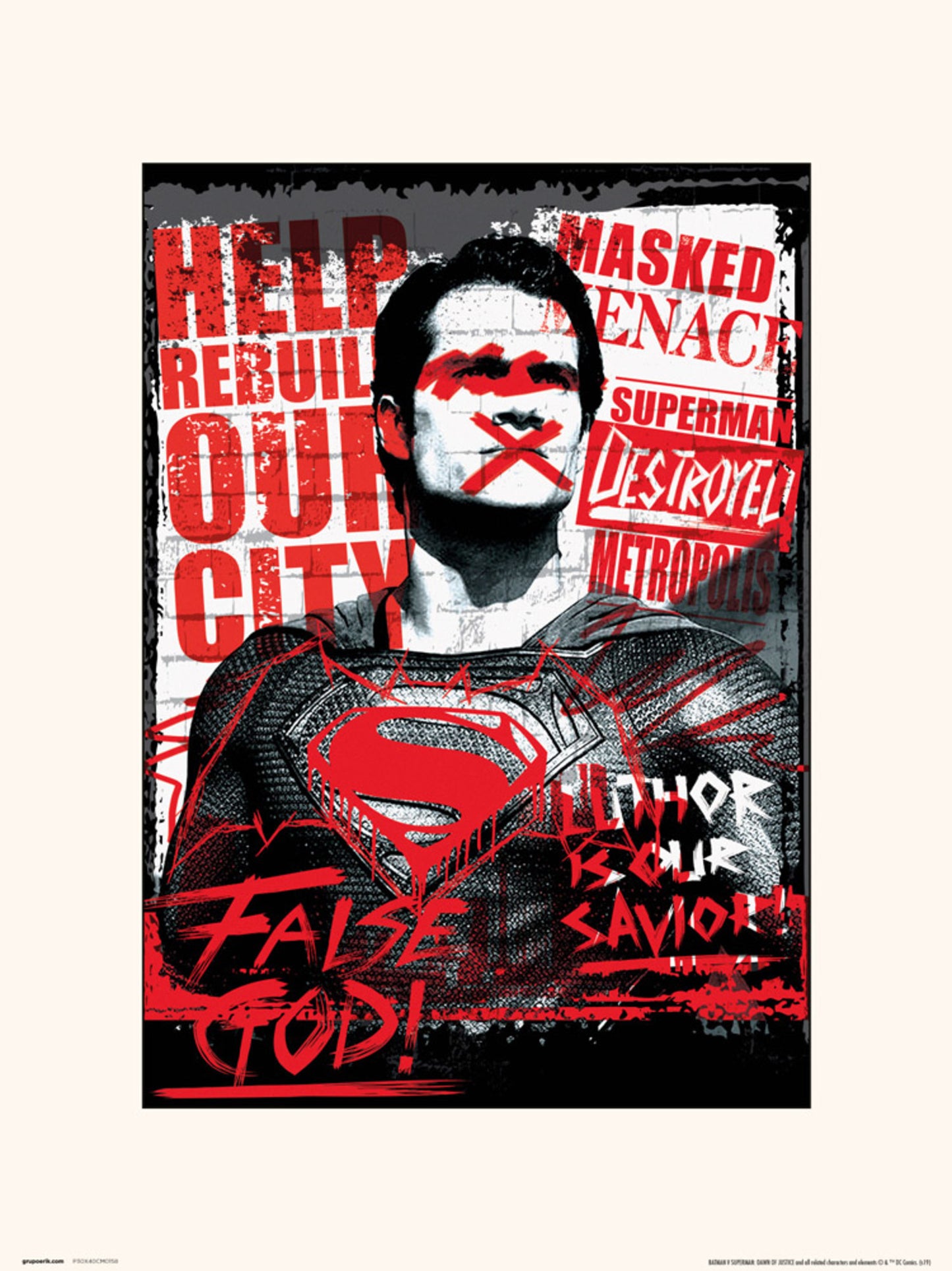 Art Print DC Batman V Superman Superman False God 30x40cm