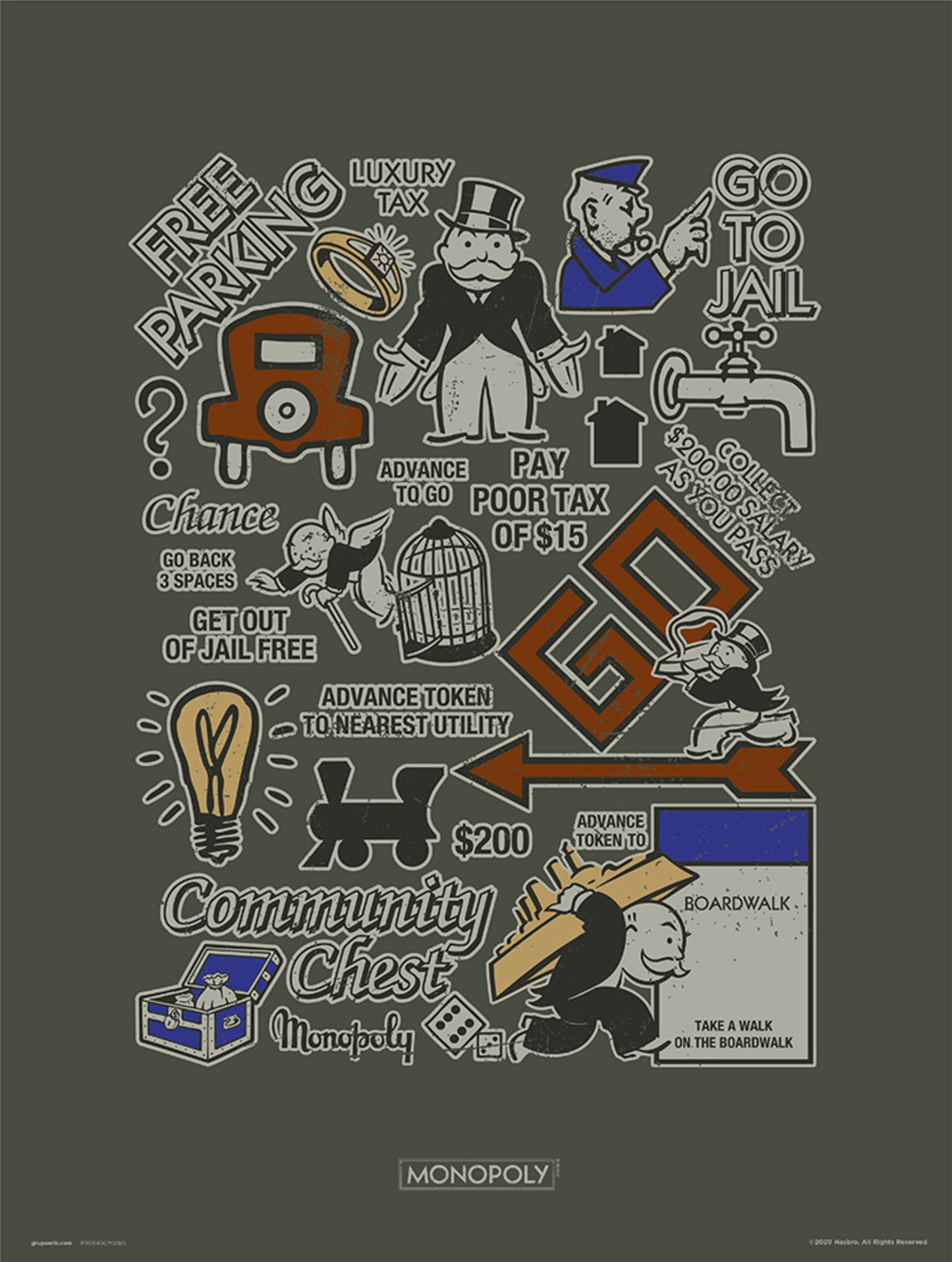 Art Print Monopoly Boardwalk 30x40cm