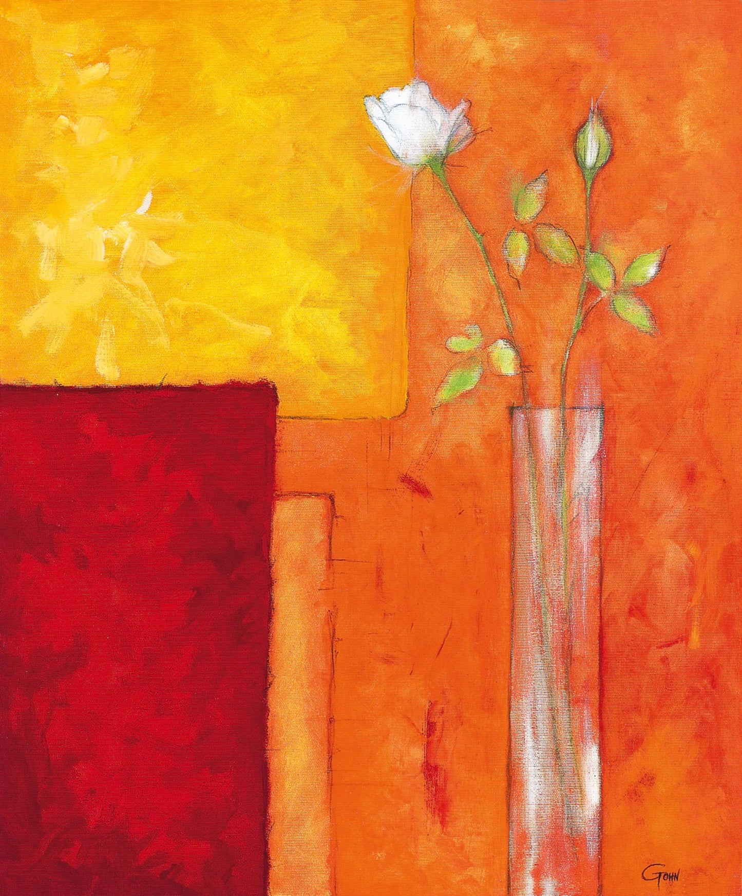 Art Print Günter Gohn - Rosen auf warmem Rot 50x60cm