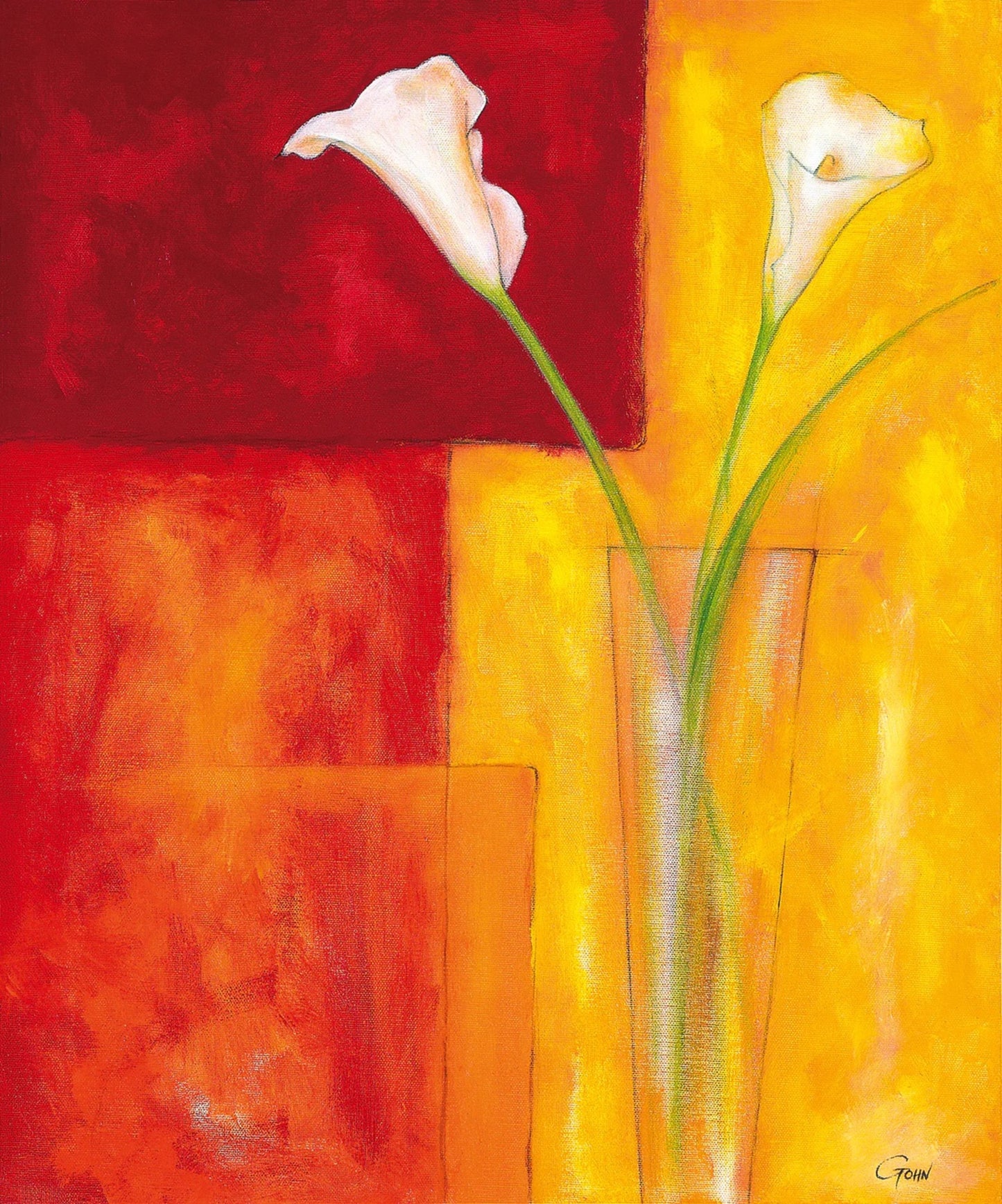 Art Print Günter Gohn - Callas auf warmem Rot 50x60cm