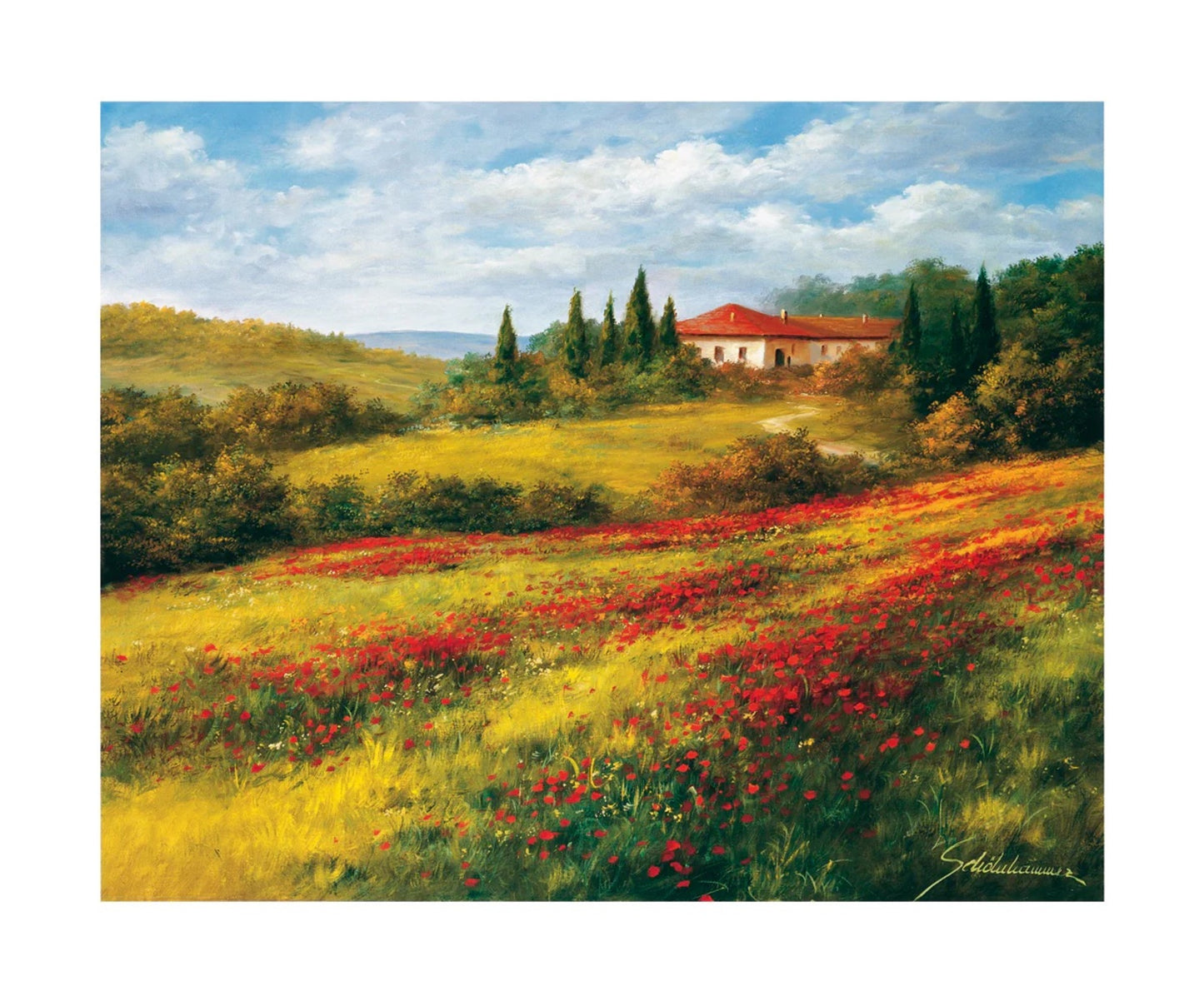 Art Print Heinz Schölnhammer - Landschaft mit Mohn I 60x50cm