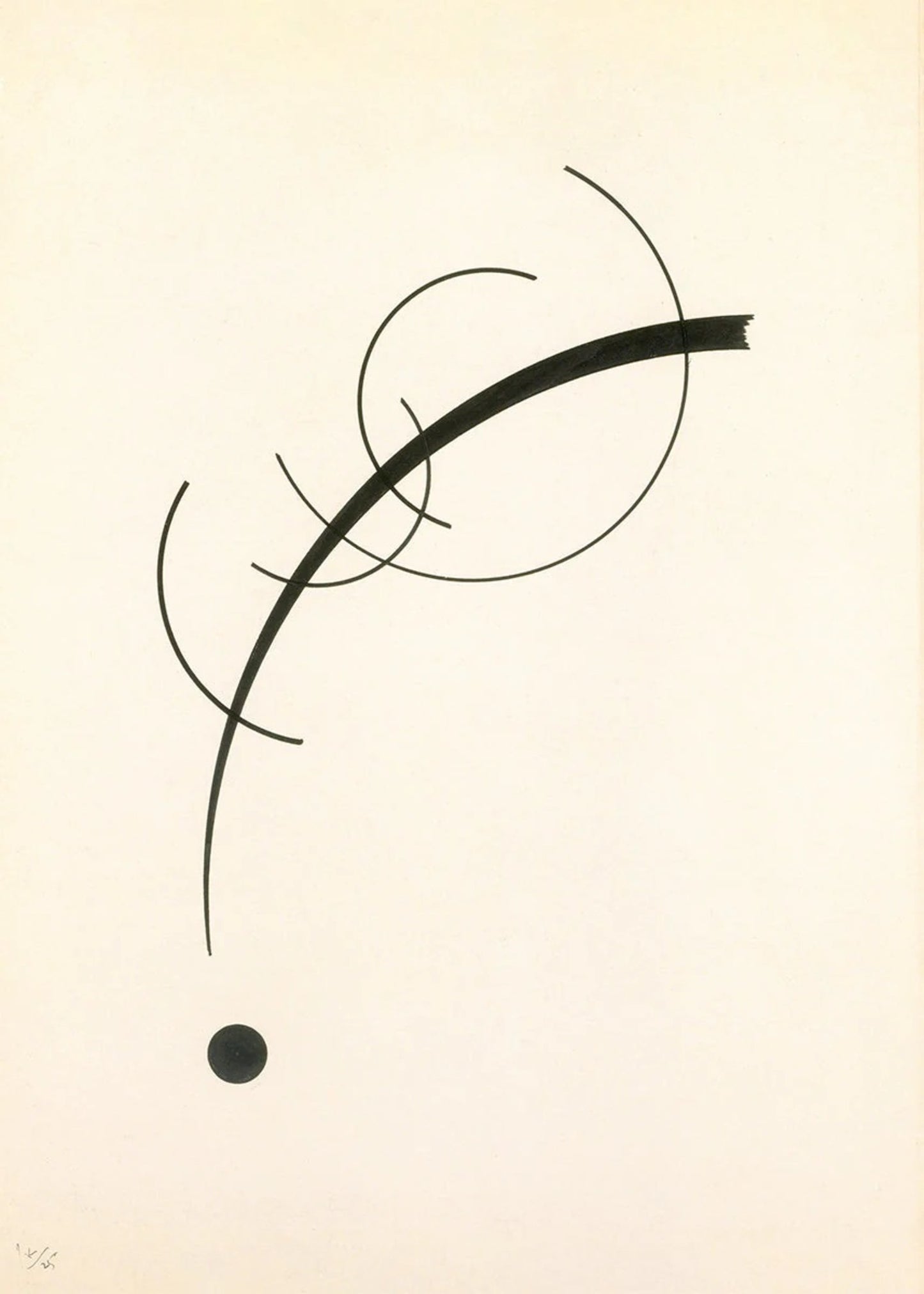 Art Print Wassily Kandinsky - Freie Kurve auf den Punkt 50x70cm