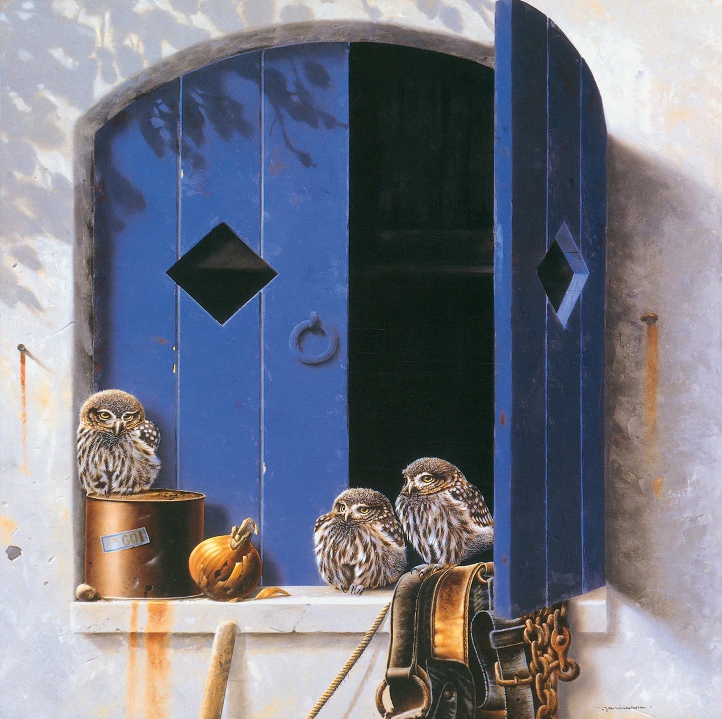 Art Print Jan Weenink - Visiting birds II 30x30cm