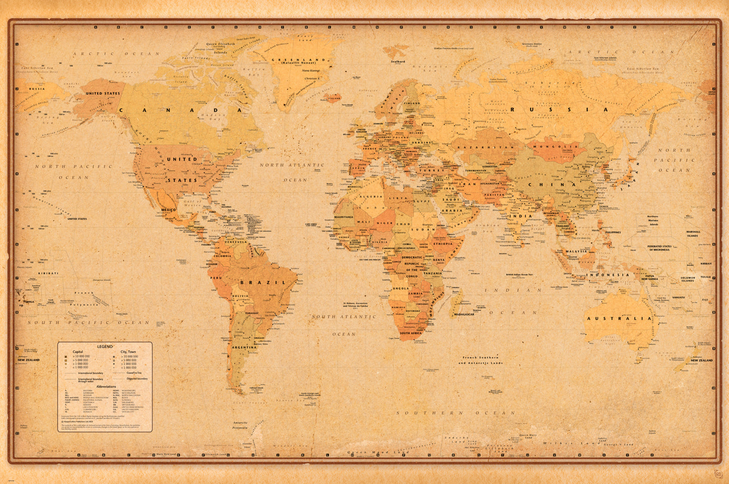 Poster Harper Collins Antique World Map 21 91.5x61cm