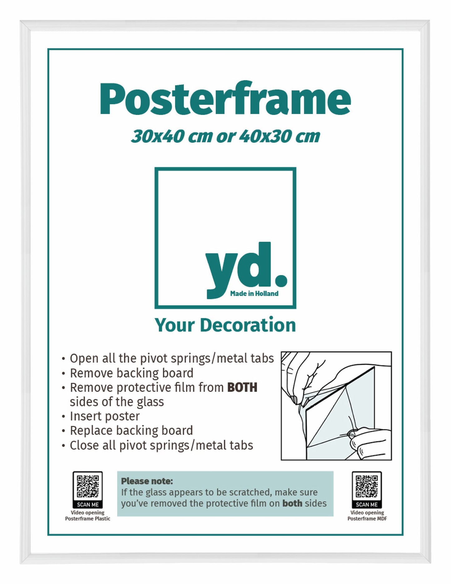 Poster Frame 30x40cm White High Gloss Plastic Paris