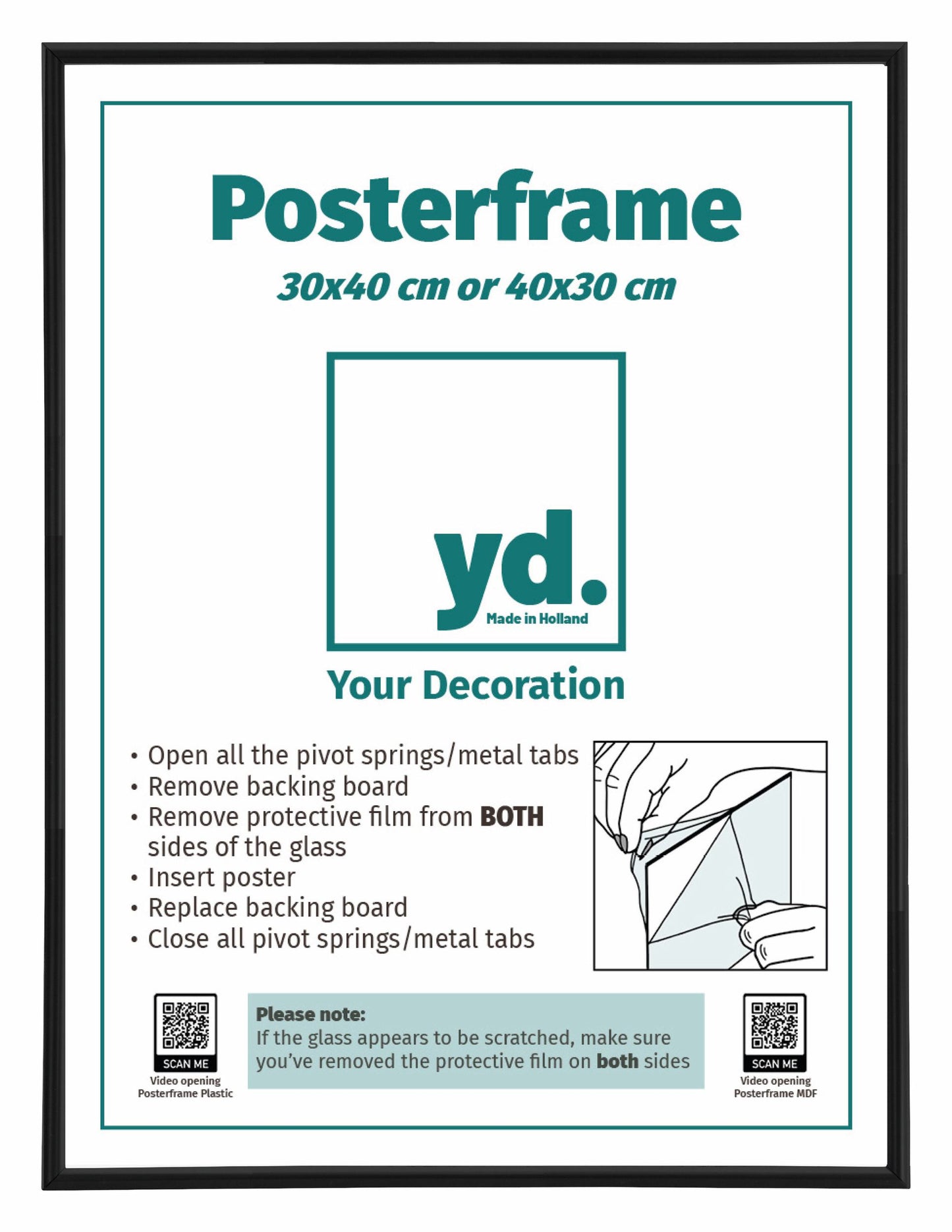 Poster Frame 30x40cm Black Matte Plastic Paris