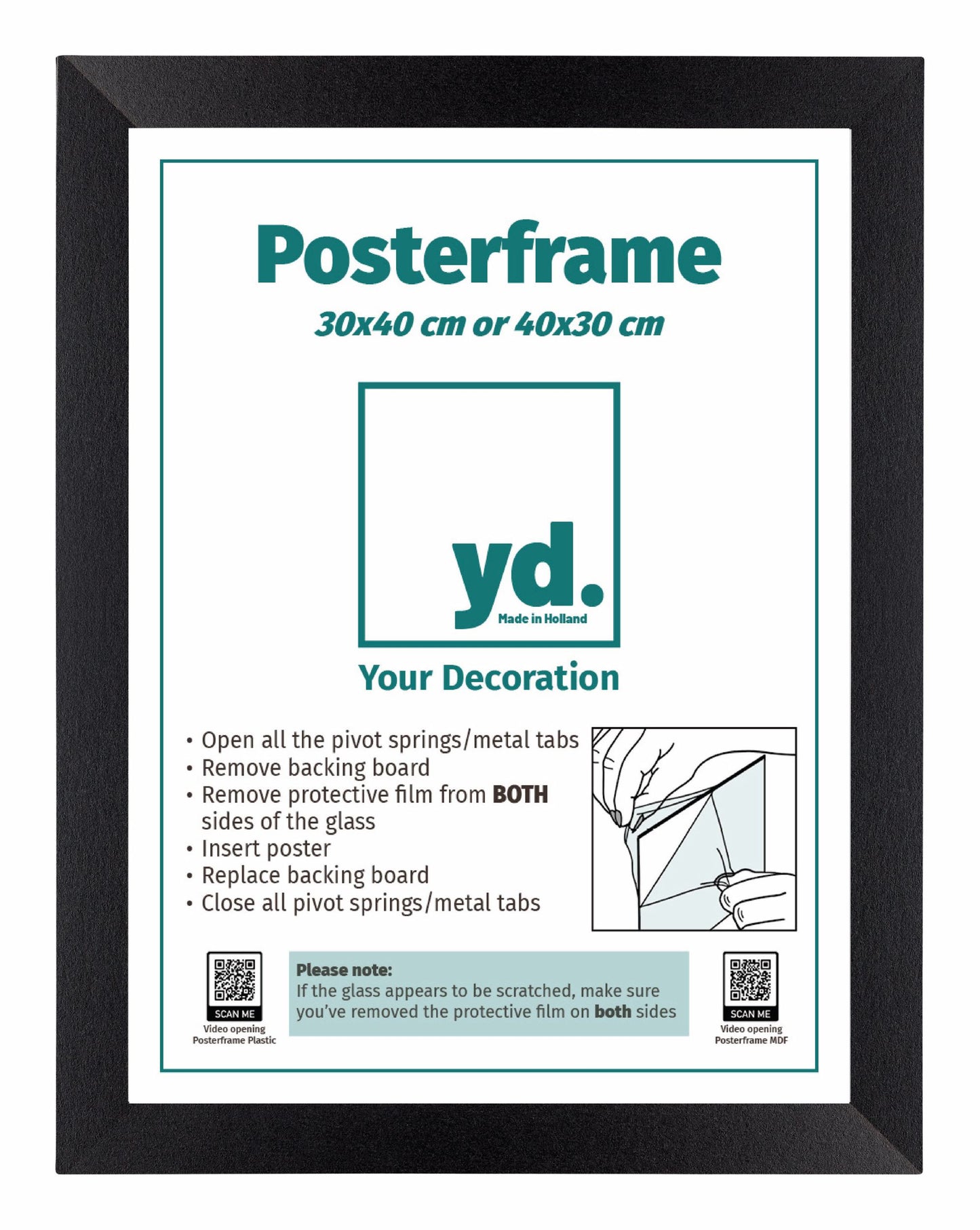 Poster Frame 30x40cm Black Matte MDF Parma