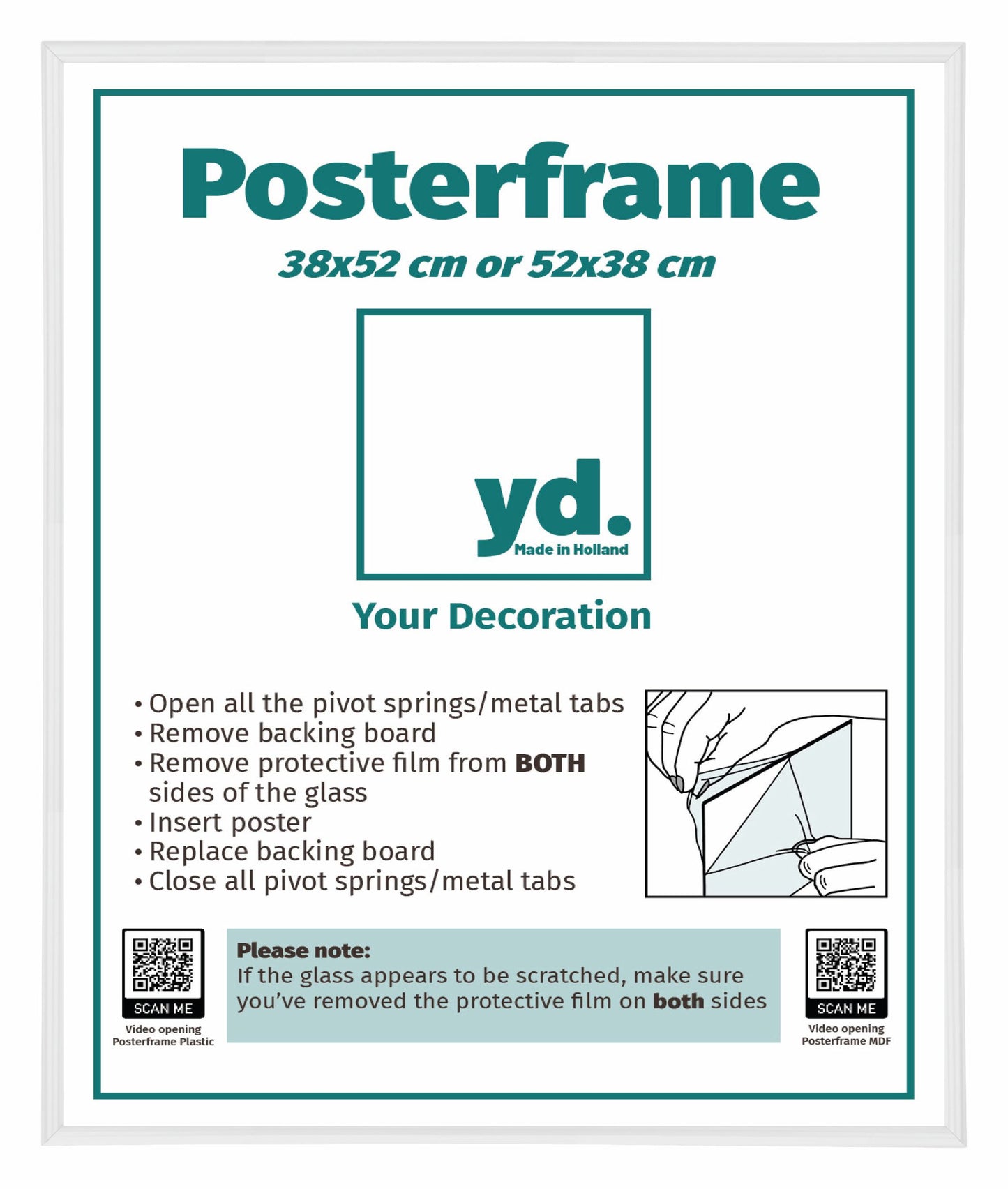 Poster Frame 38x52cm White High Gloss Plastic Paris