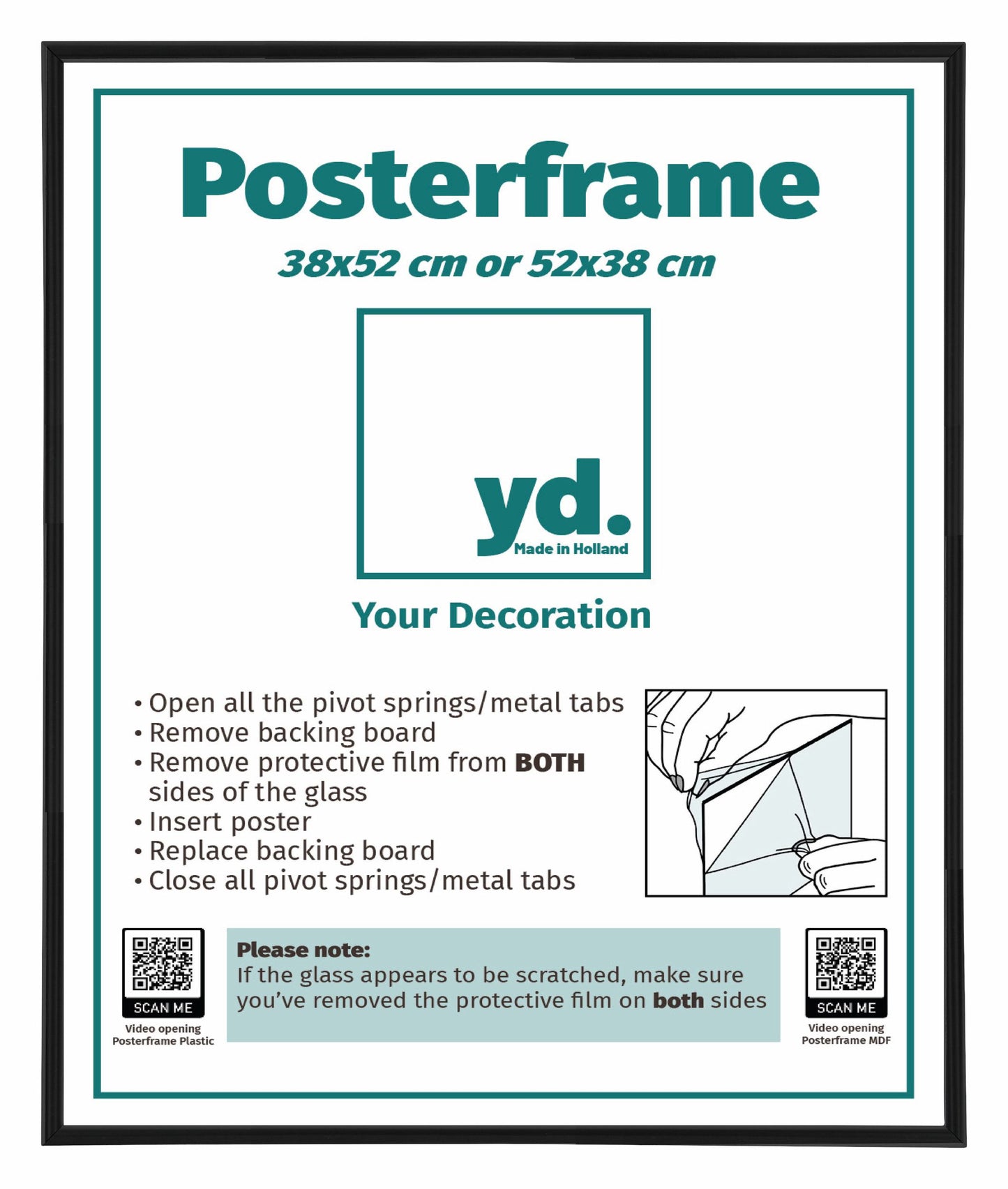 Poster Frame 38x52cm Black Matte Plastic Paris