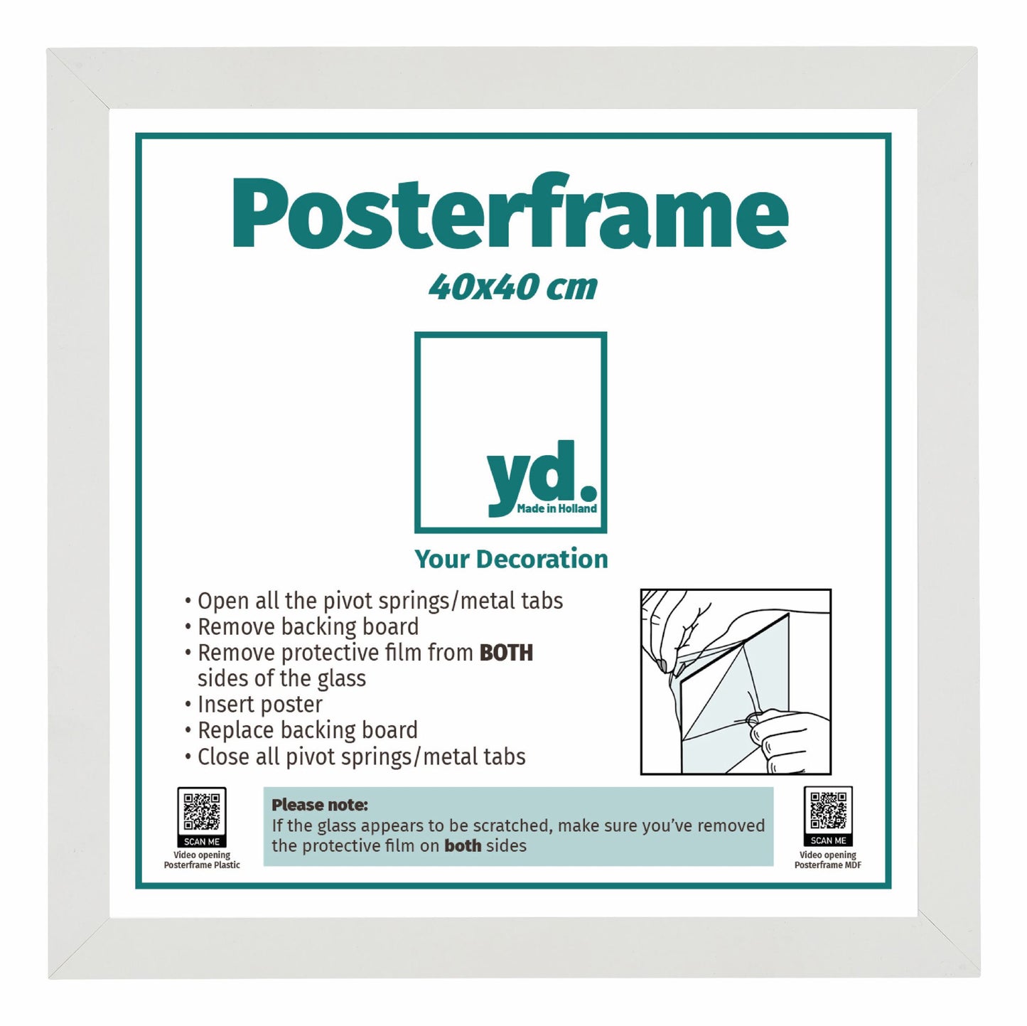 Poster Frame 40x40cm White Mat MDF Parma
