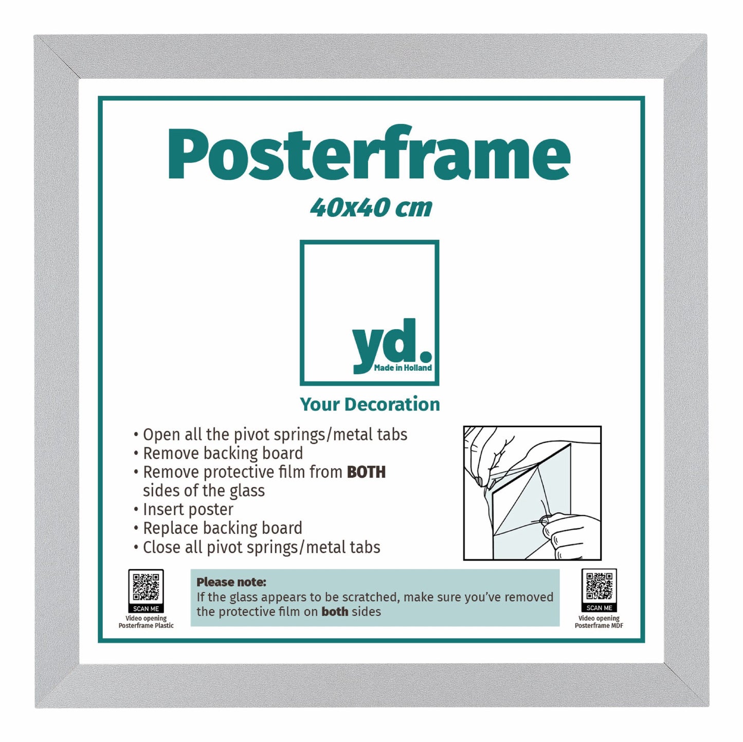 Poster Frame 40x40cm Silver Matte MDF Parma