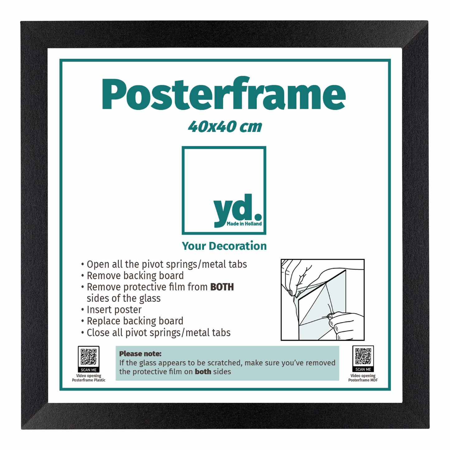 Poster Frame 40x40cm Black Matte MDF Parma