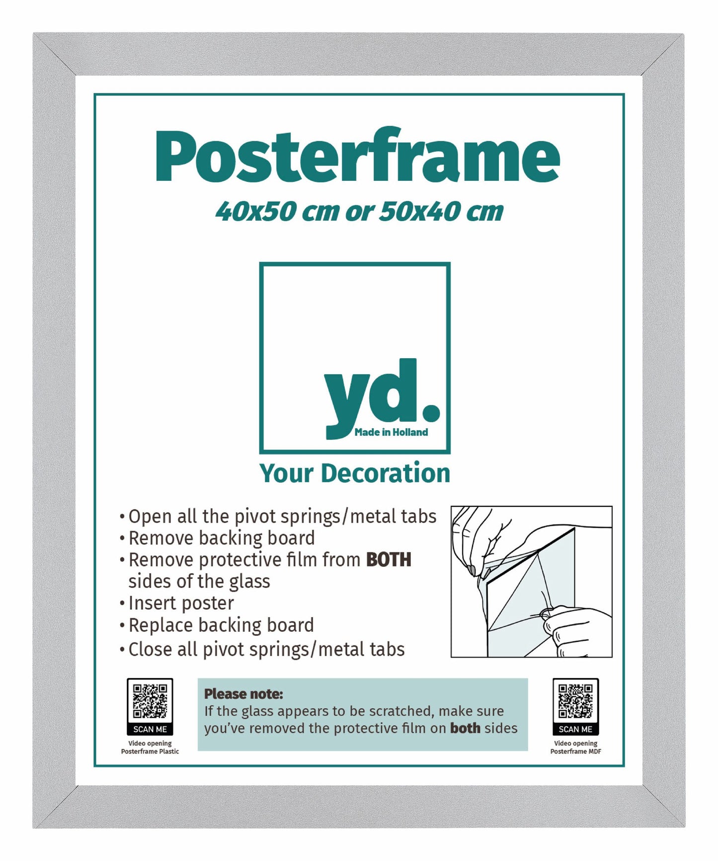 Poster Frame 40x50cm Silver Matte MDF Parma