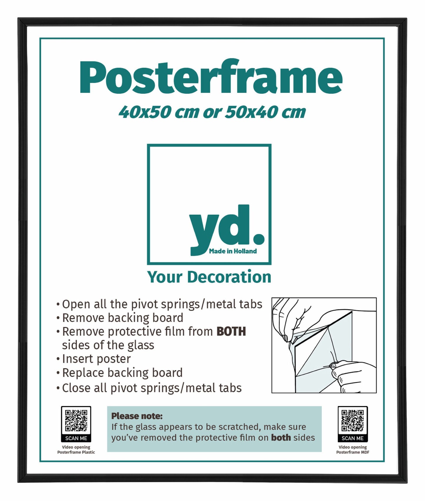 Poster Frame 40x50cm Black Matte Plastic Paris