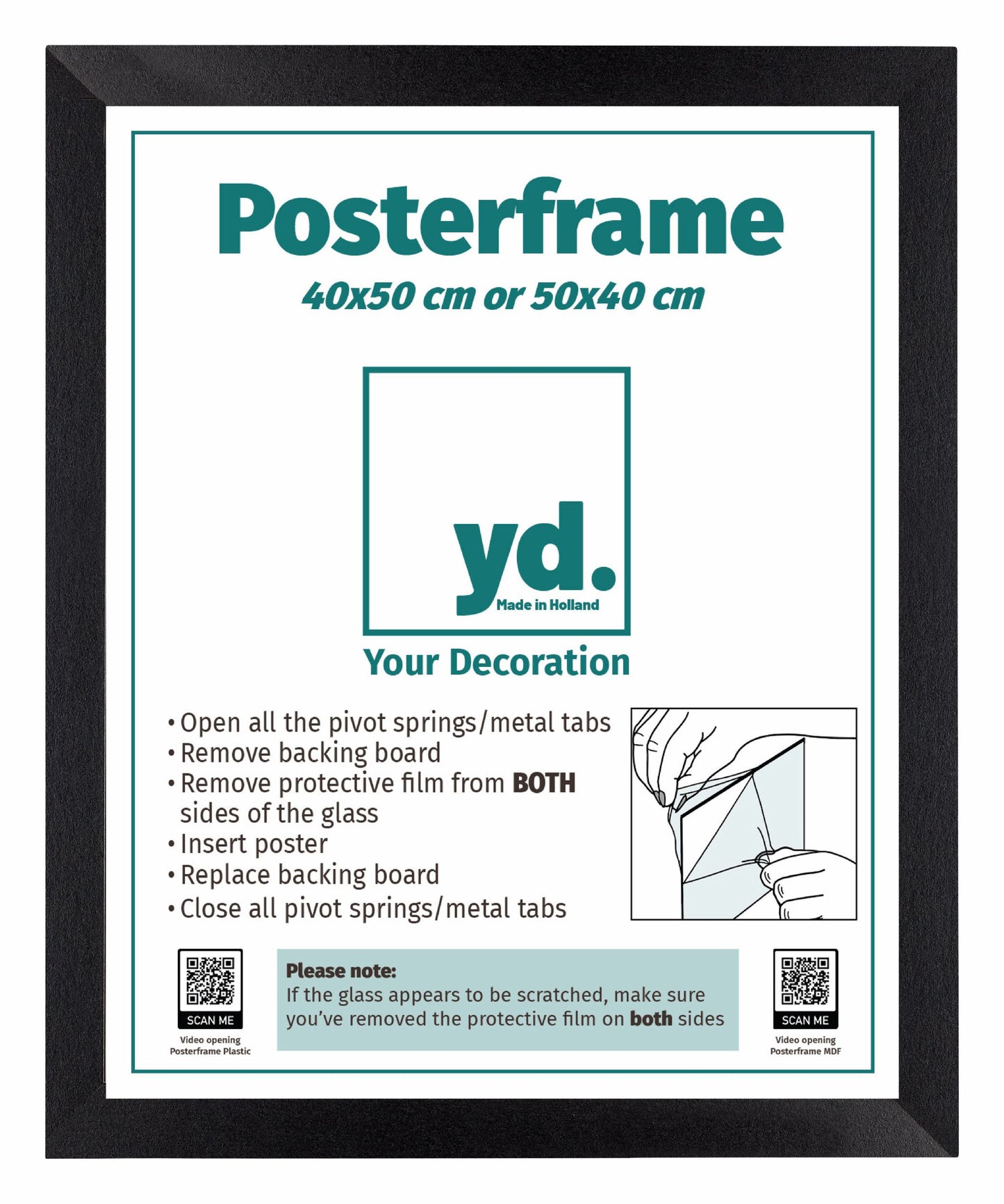Poster Frame 40x50cm Black Matte MDF Parma