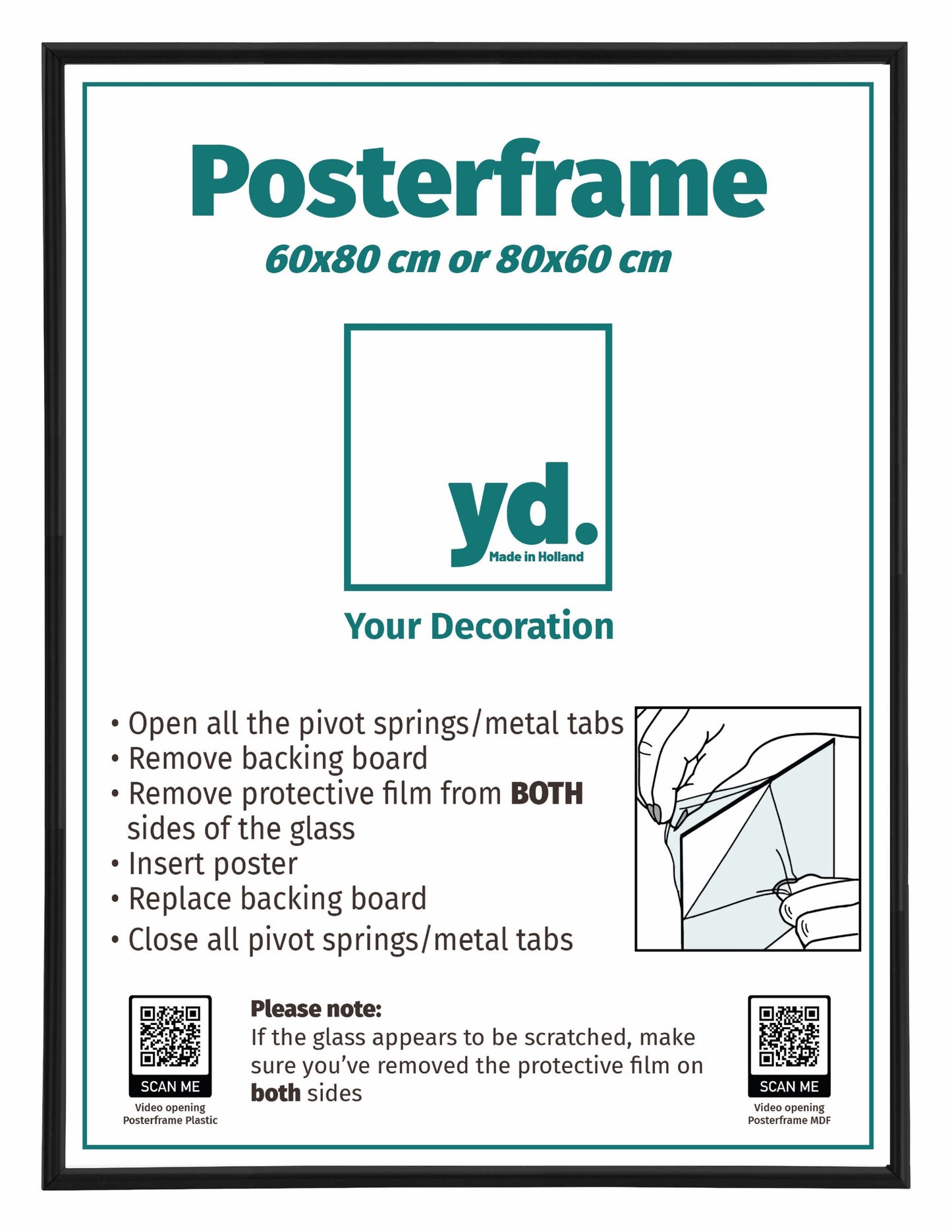 Poster Frame 60x80cm Black Matte Plastic Paris