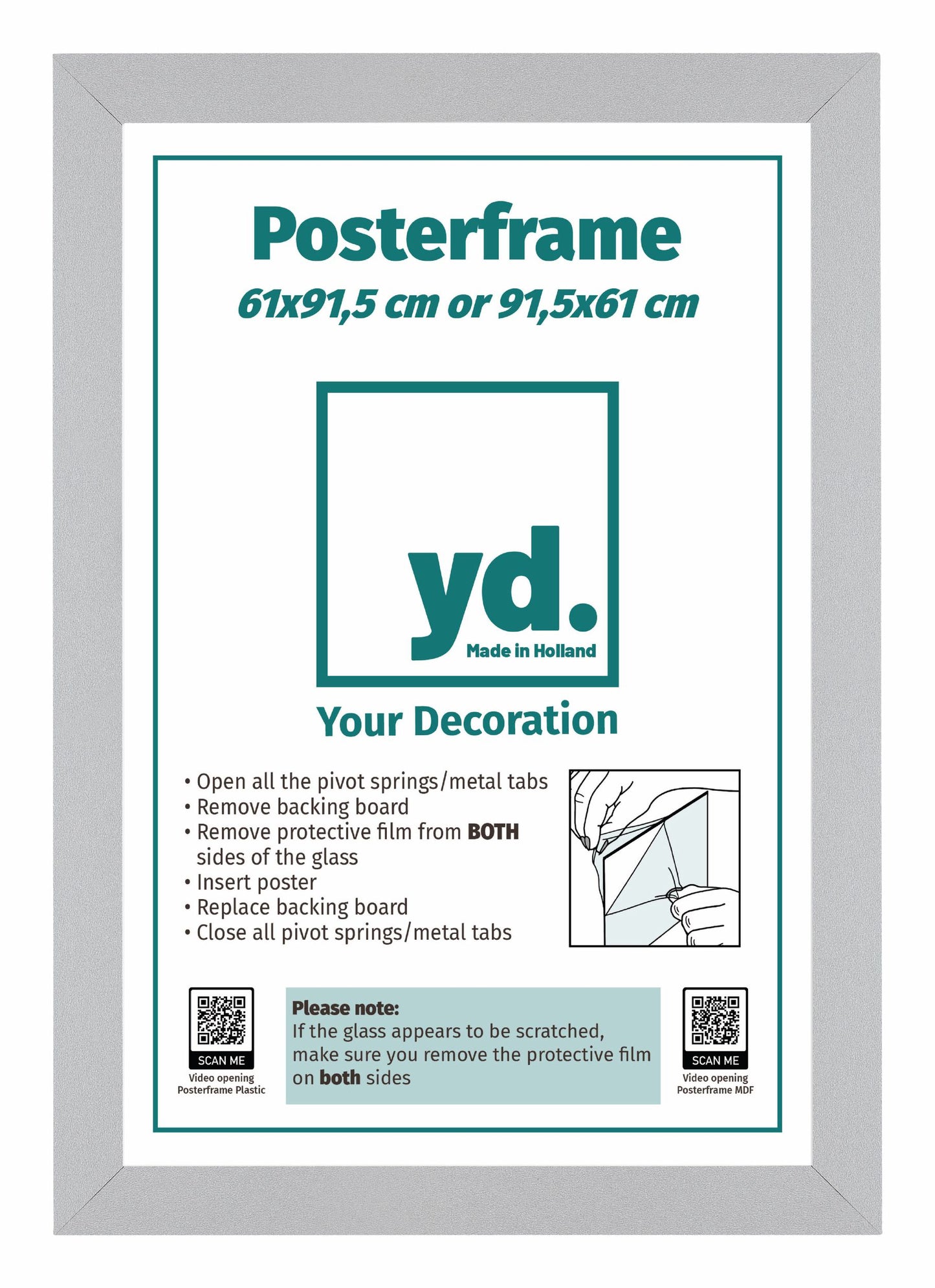 Poster Frame 61x91,5cm Silver Matte MDF Parma