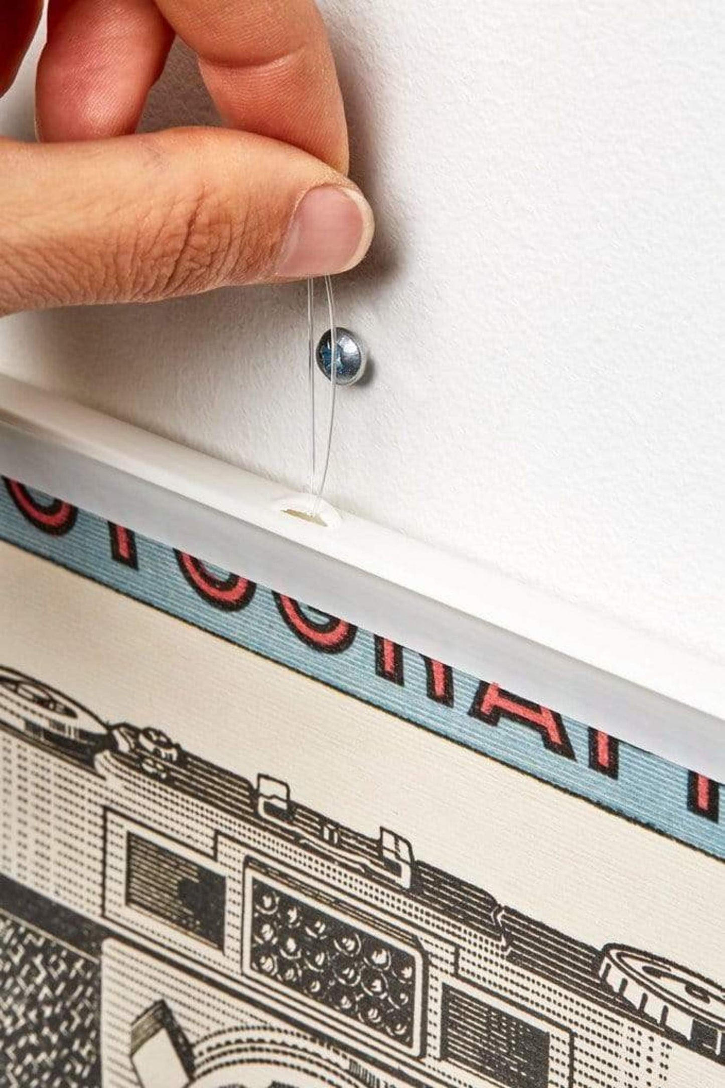 Poster Hangers White 80cm - Strips with hanging Eyelets
