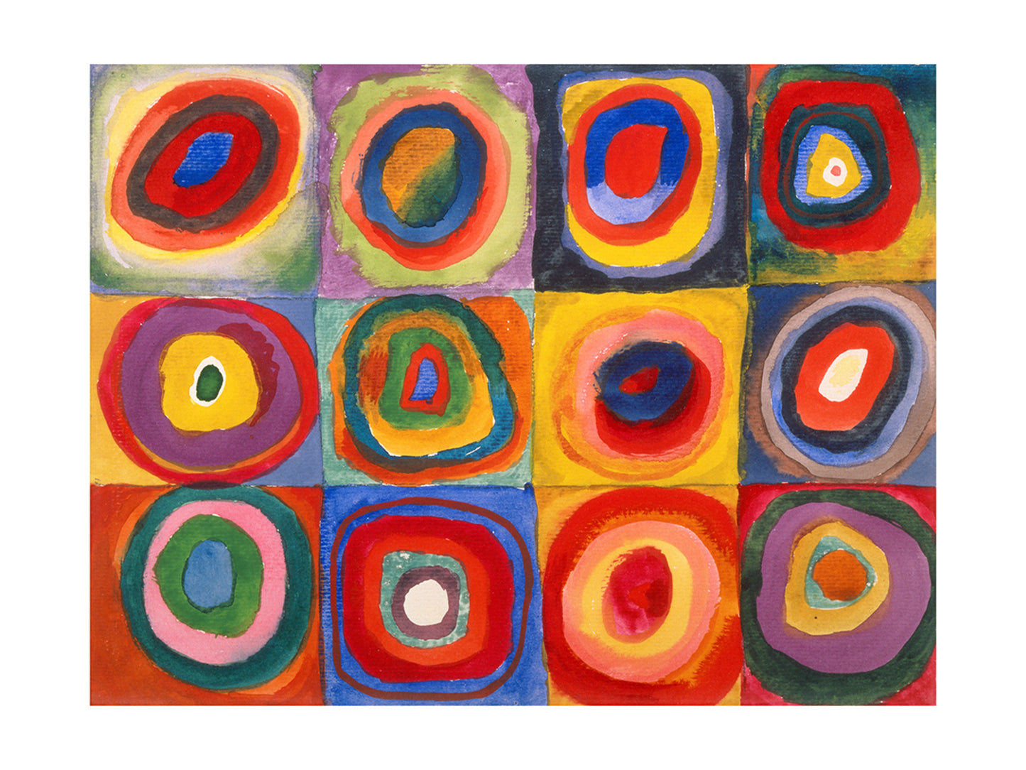 Art Print Wassily Kandinsky - Farbstudie Quadrate 80x60cm