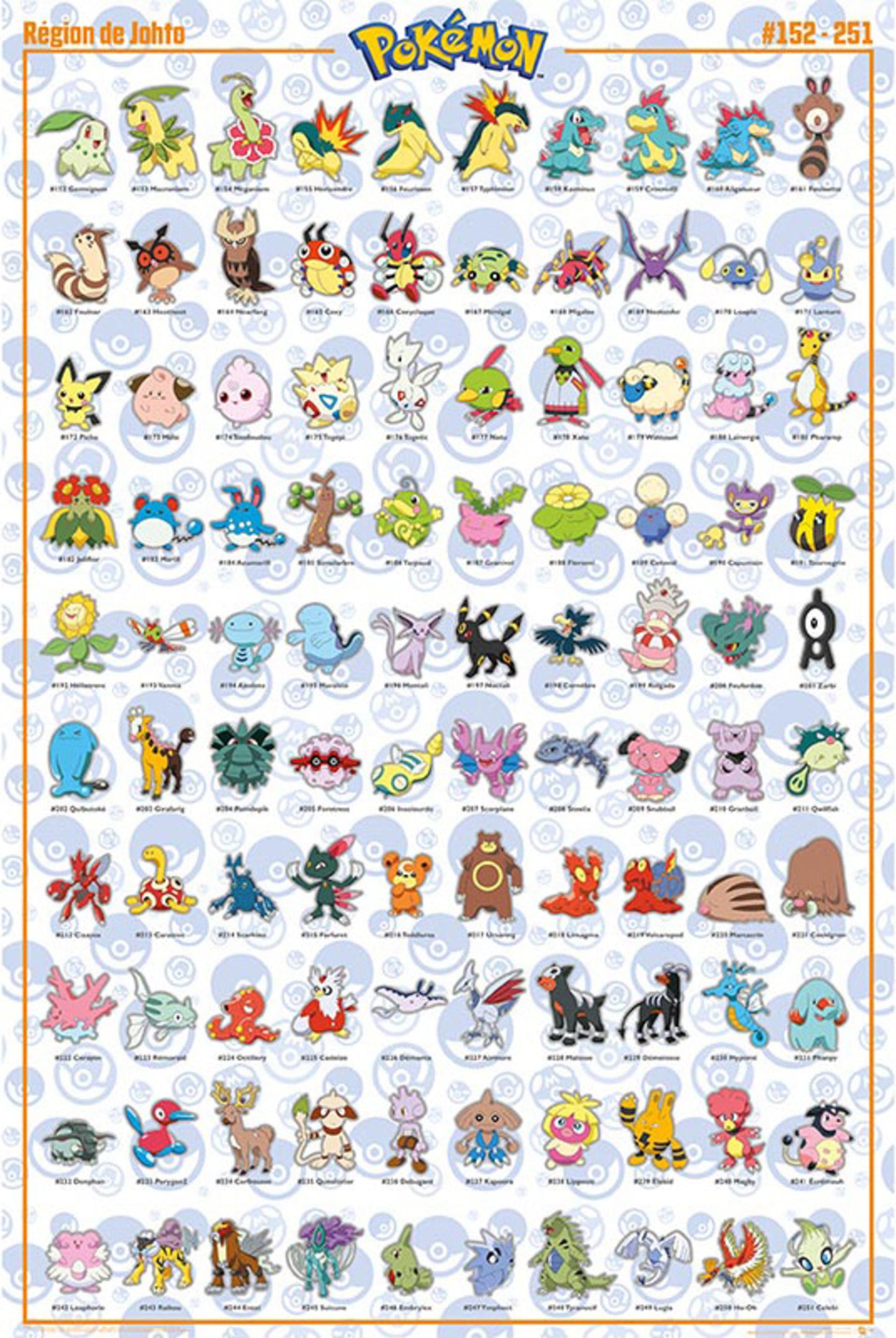 Poster Pokémon - Johto French Characters 61x91,5cm