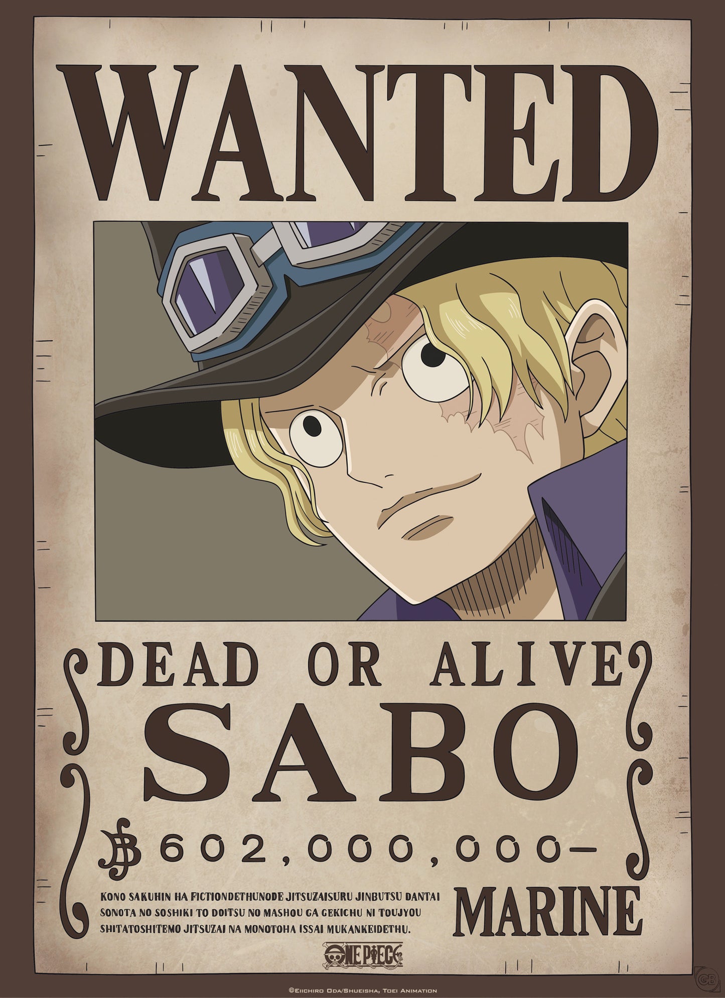 Poster One Piece - Wanted Sabo 38x52cm
