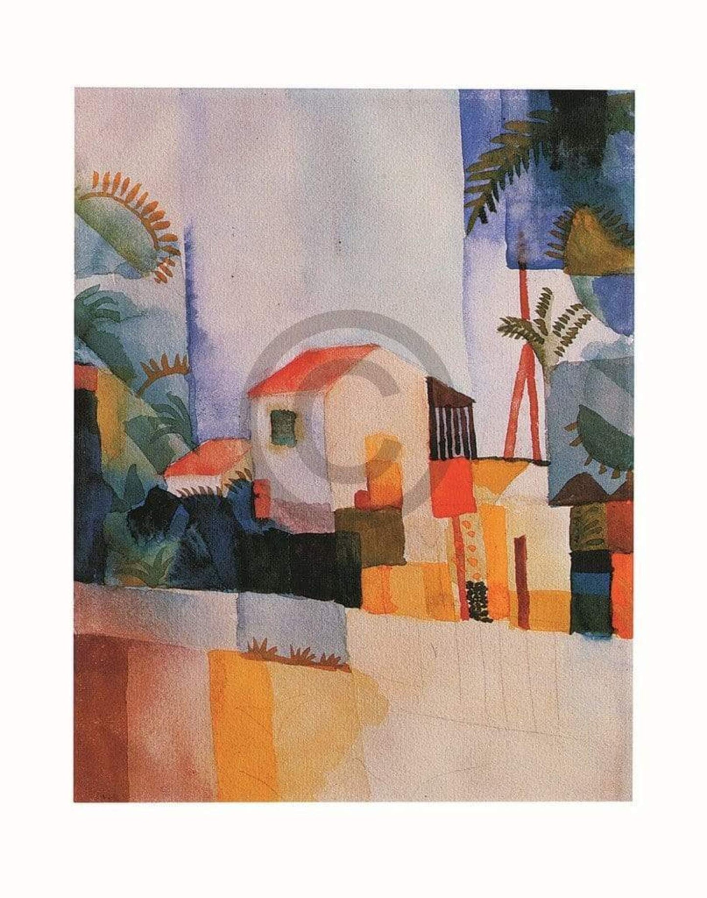 Art Print August Macke - Weißes Haus 56x71cm