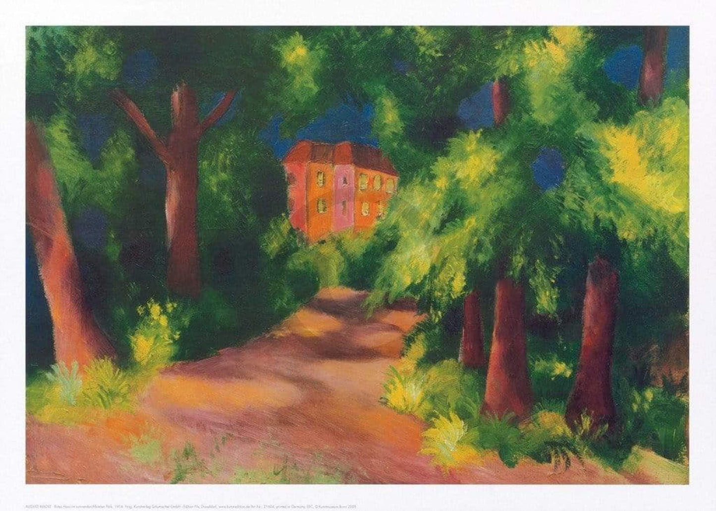 Art Print August Macke - Rotes Haus im Park 70x50cm