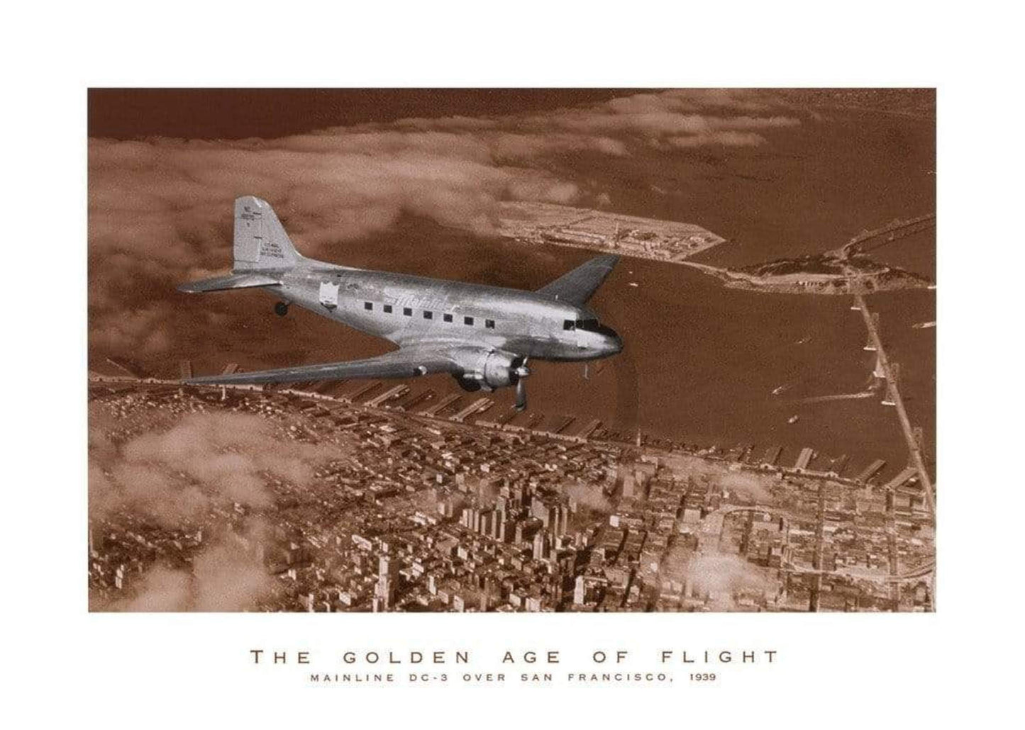 Art Print Margaret Bourke-White - Mainline DC-3 over San Francisco 70x50cm