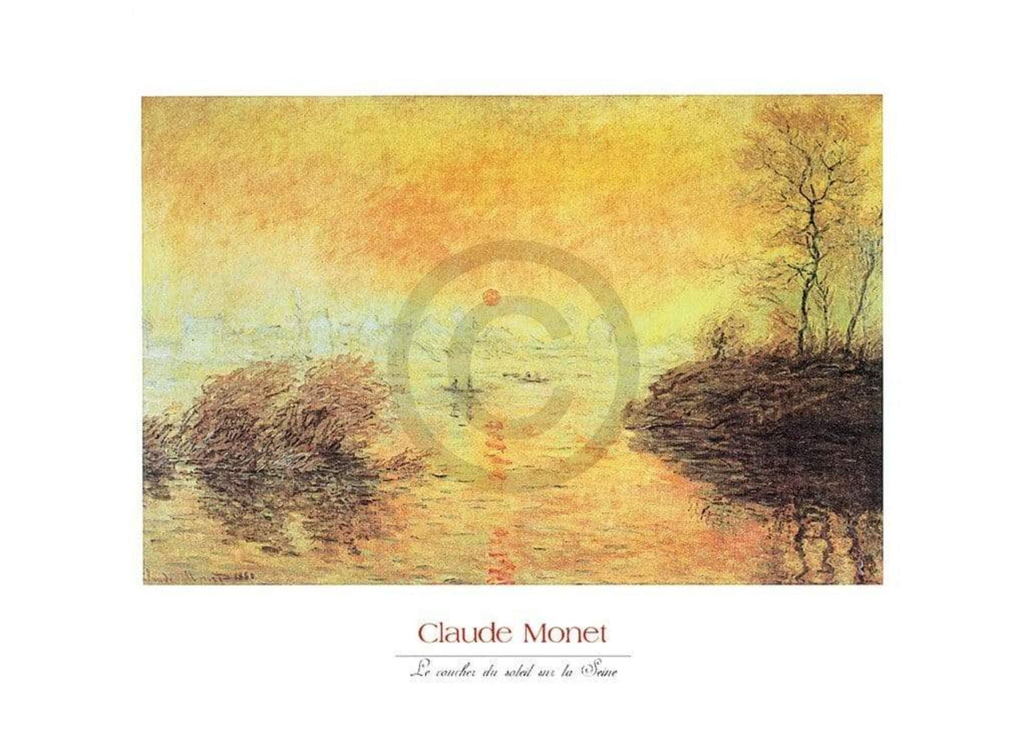 Art Print Claude Monet - Le coucher du soleil la Seine 70x50cm