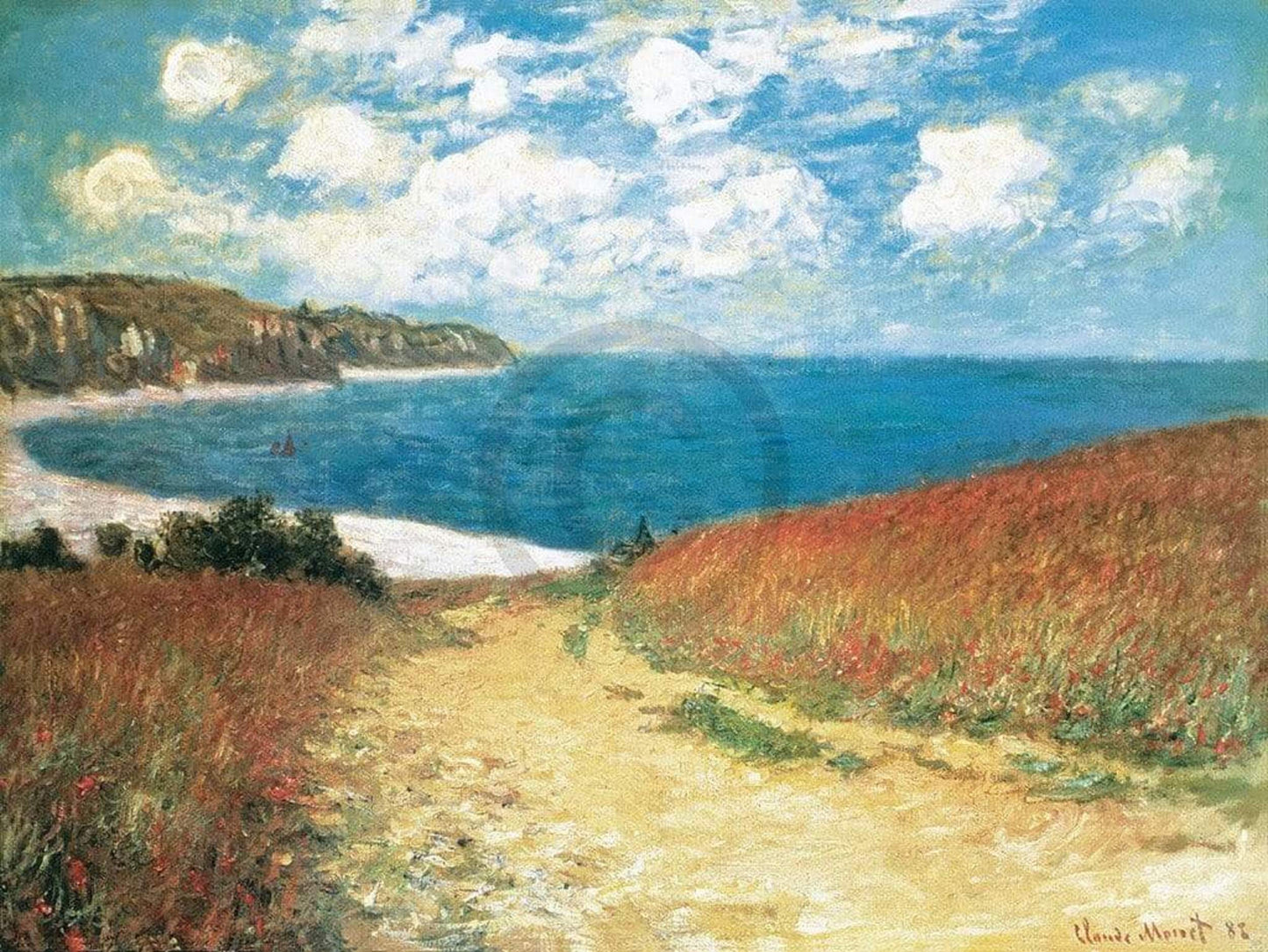 Art Print Claude Monet - Meadow Road to Pourville 1882 80x60cm