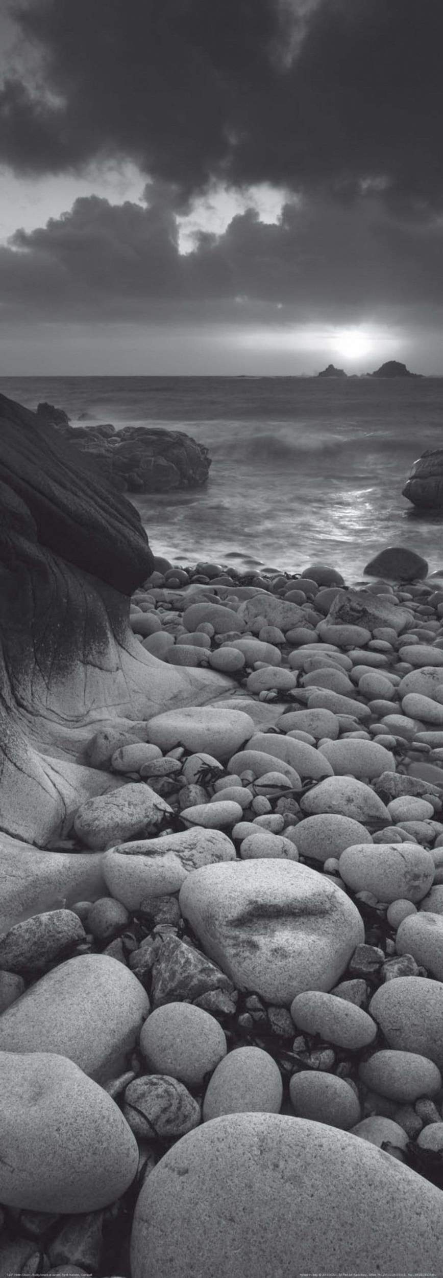 Art Print Helen Dixon - Rocky beach at sunset 33x95cm