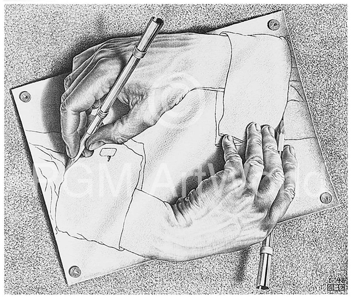 Art Print M. C. Escher - Zeichnen 65x55cm
