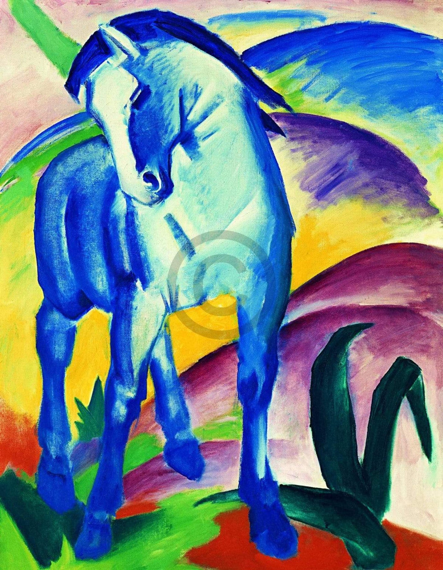 Art Print Franz Marc - Blaues Pferd I 70x90cm