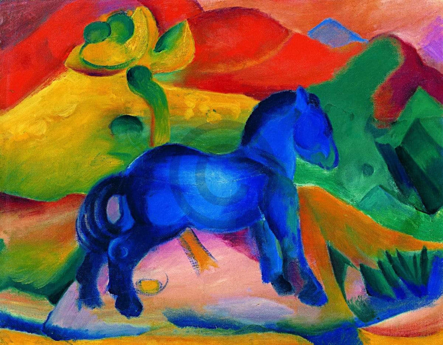 Art Print Franz Marc - Blaues Pferdchen 90x70cm