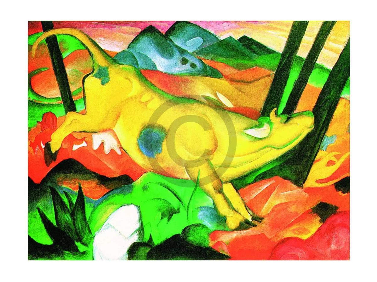 Art Print Franz Marc - Gelbe Kuh 80x60cm
