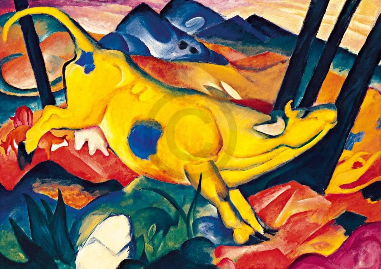 Art Print Franz Marc - Die gelbe Kuh 29.7x21cm