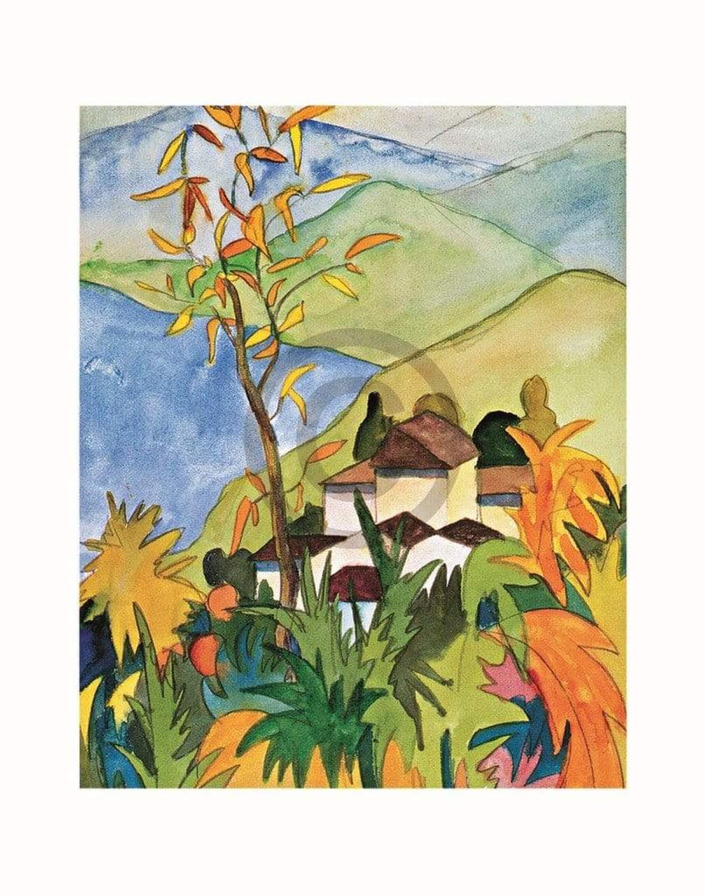 Art Print Hermann Hesse - Dorf über dem See 56x71cm