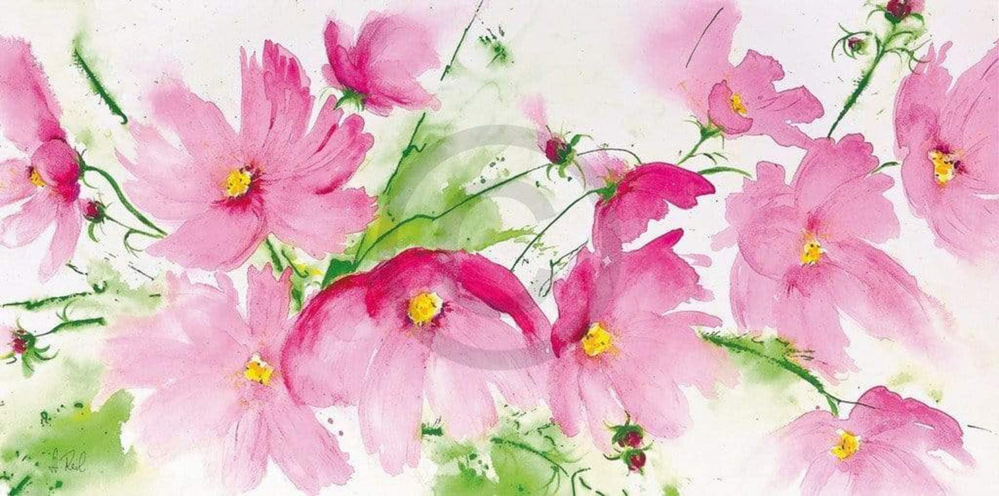 Art Print Heidi Reil - Rosa Kosmeen 100x50cm