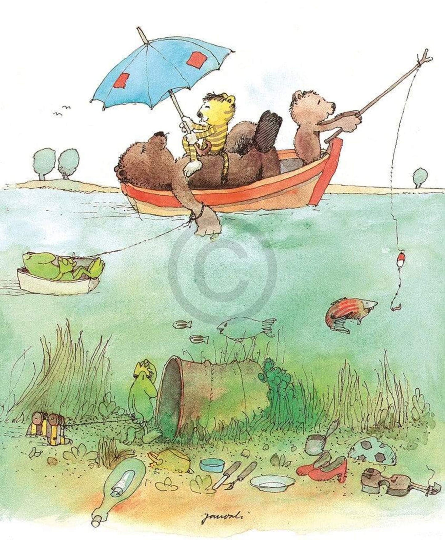Art Print Janosch - Bootsfahrt 48x58cm