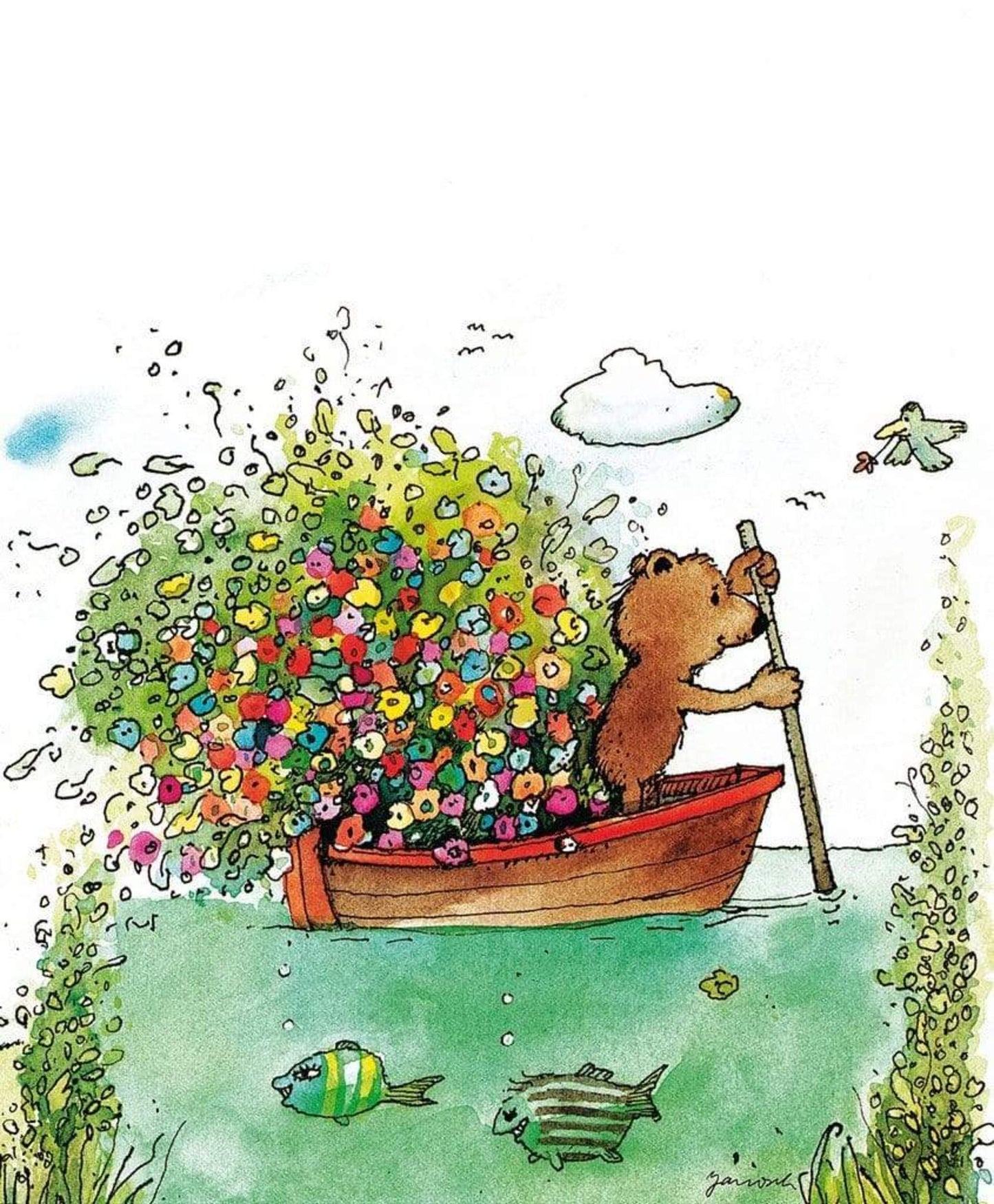 Art Print Janosch - Blumen-Fähre 48x58cm