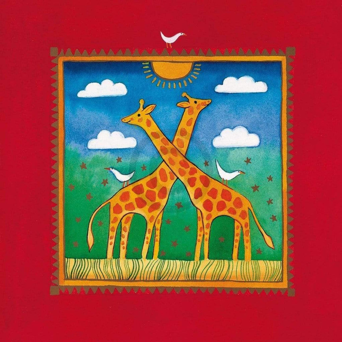 Art Print Linda Edwards - Two little giraffes 40x40cm